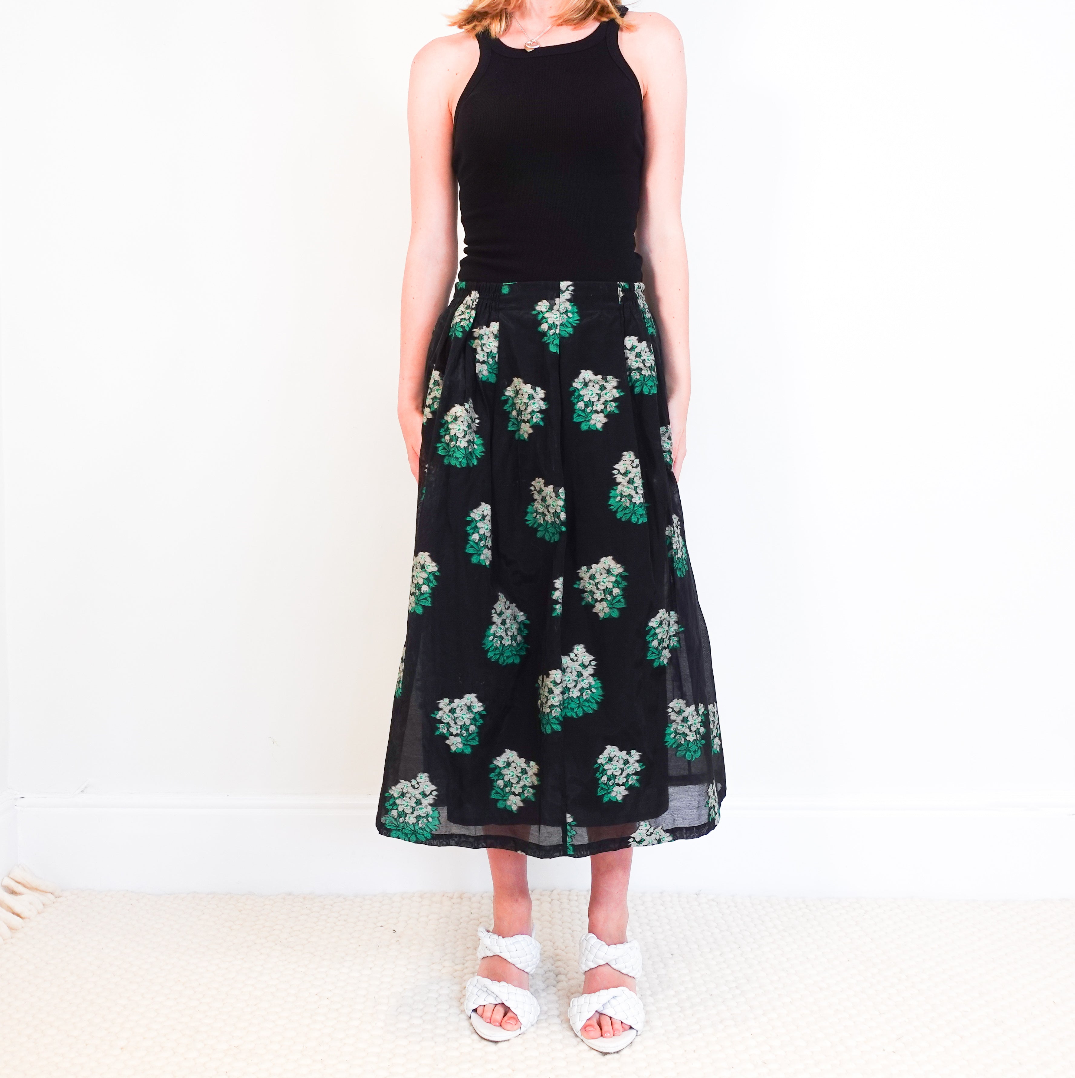 Black floral midi skirt RRP £400