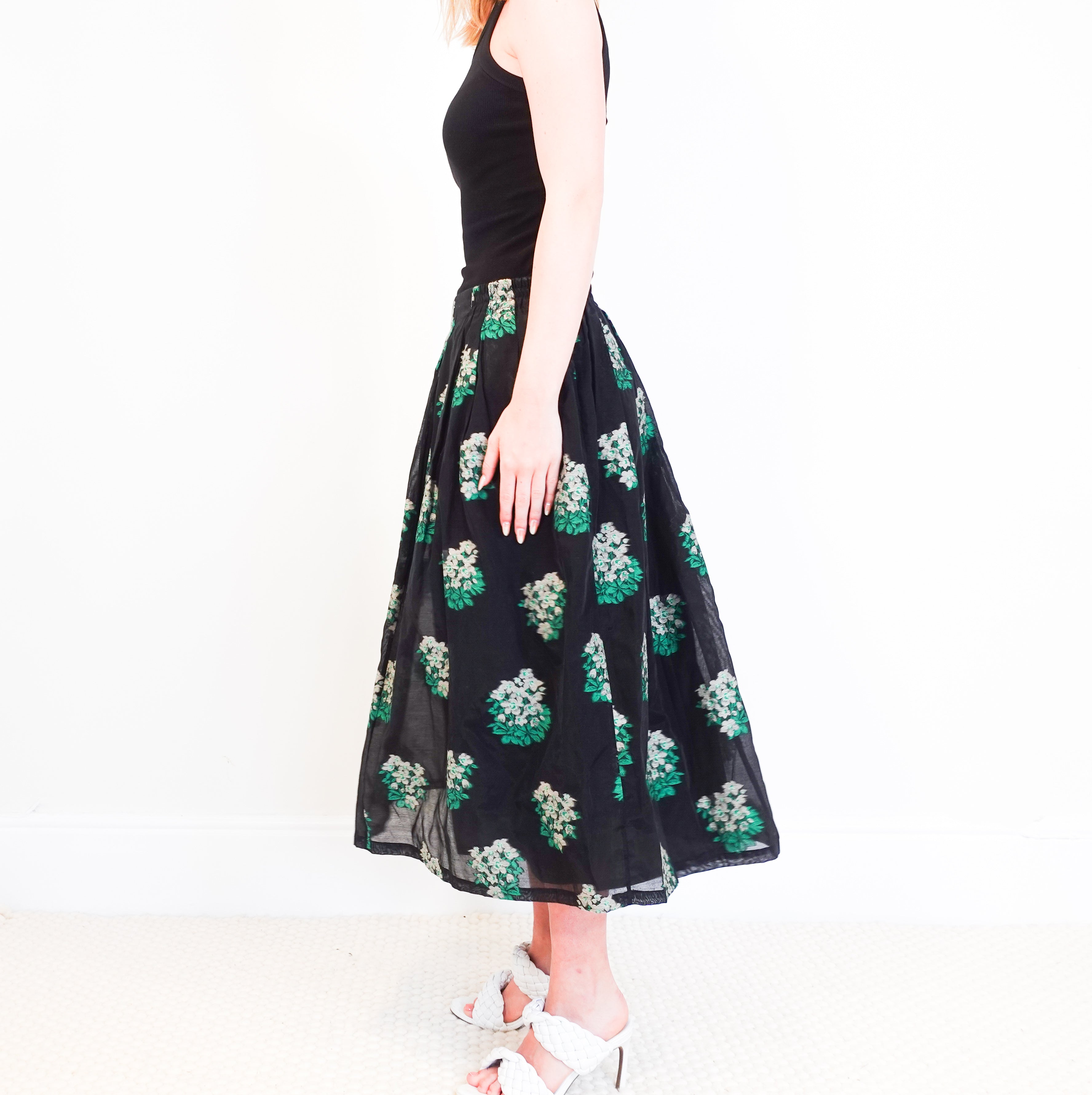 Black floral midi skirt RRP £400