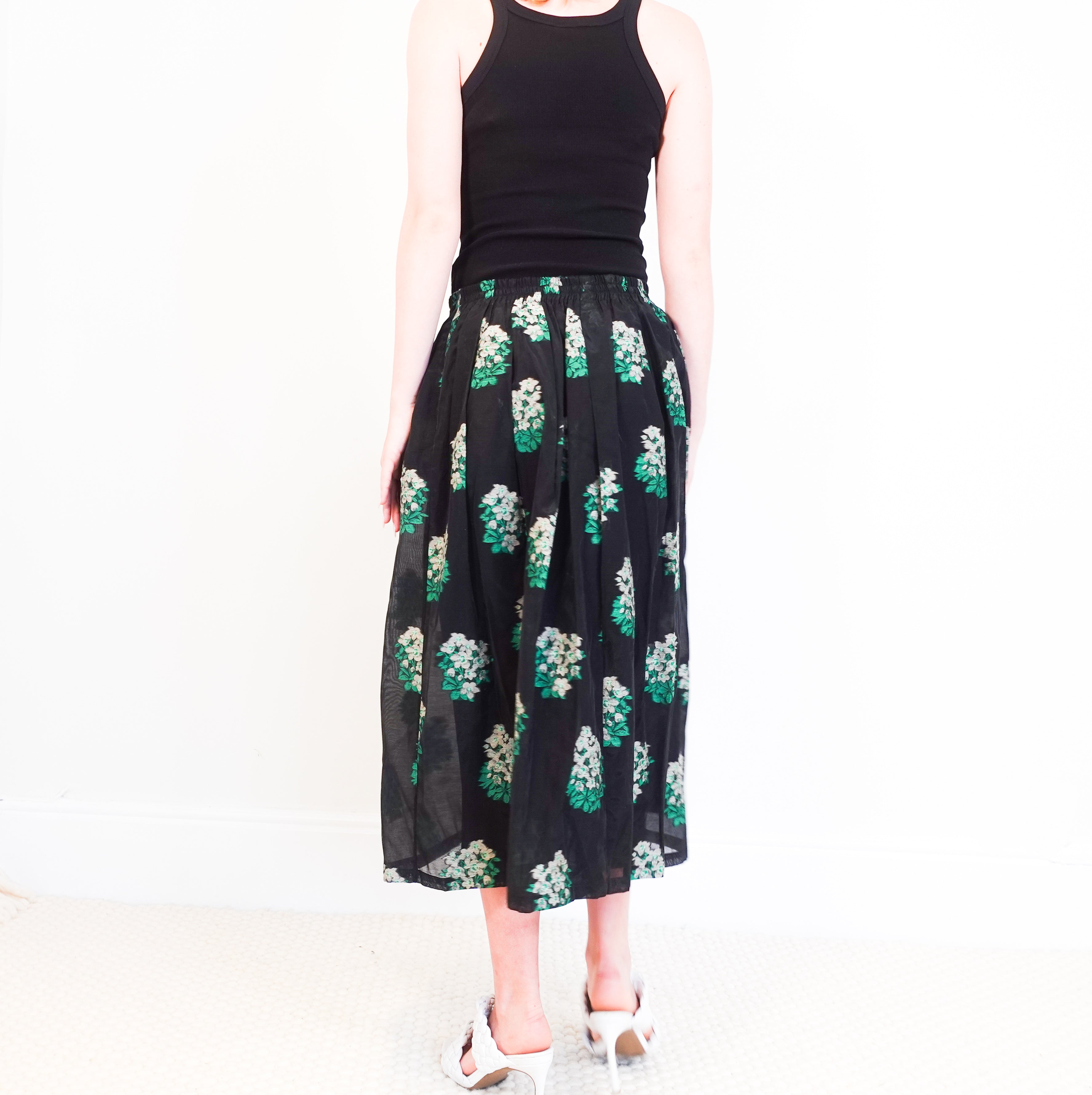 Black floral midi skirt RRP £400