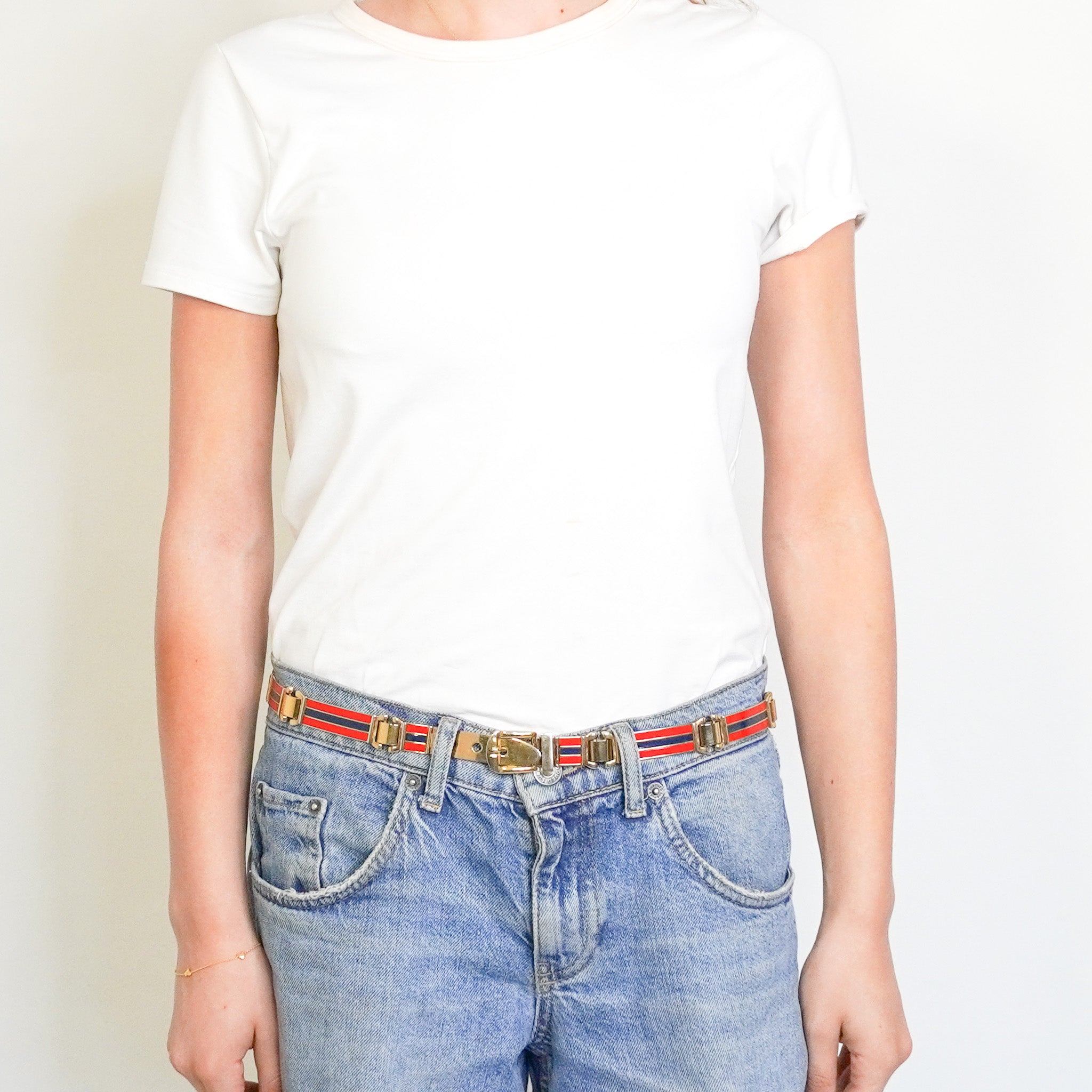 Gucci Vintage Striped Metal Link Belt RRP £595 | Authentic Preloved FINAL SALE - Reloved Again