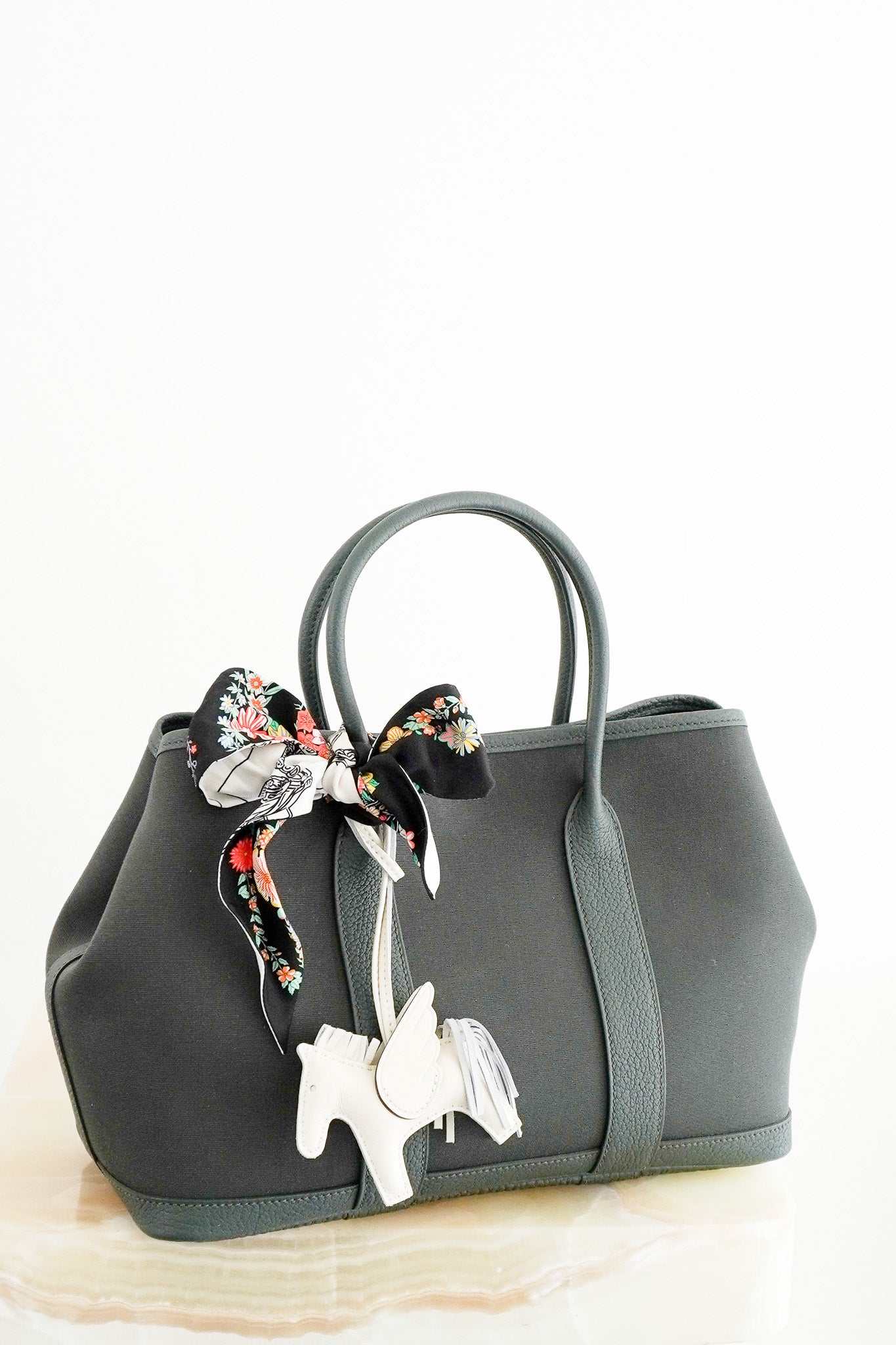 Hermes Graphite Garden Party 30 Tote Bag in Toile Officier (RRP £2400) | Authentic Preloved - Reloved Again