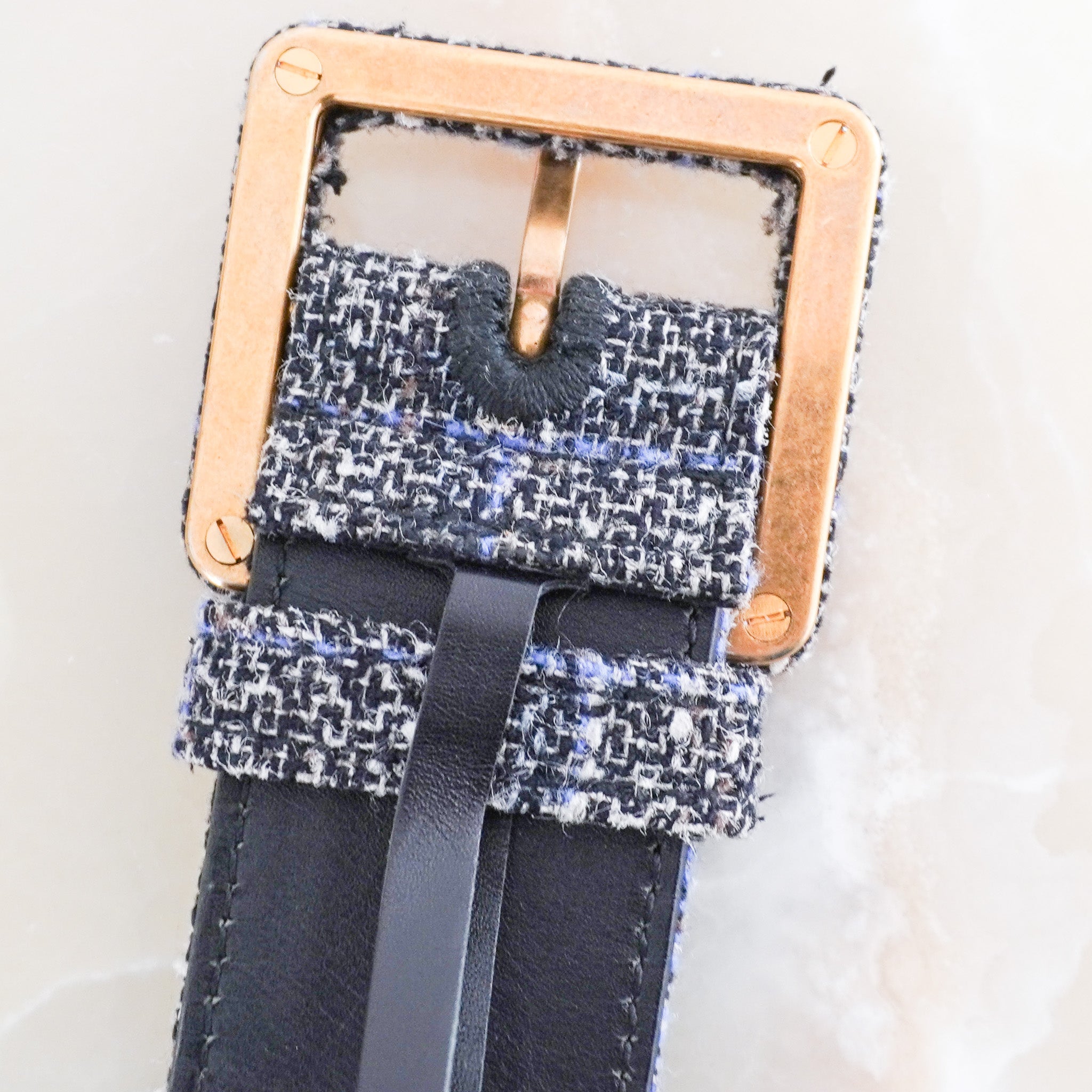 Saint Laurent Black Tweed & Leather Belt (RRP £400) | Authentic Preloved FINAL SALE - Reloved Again