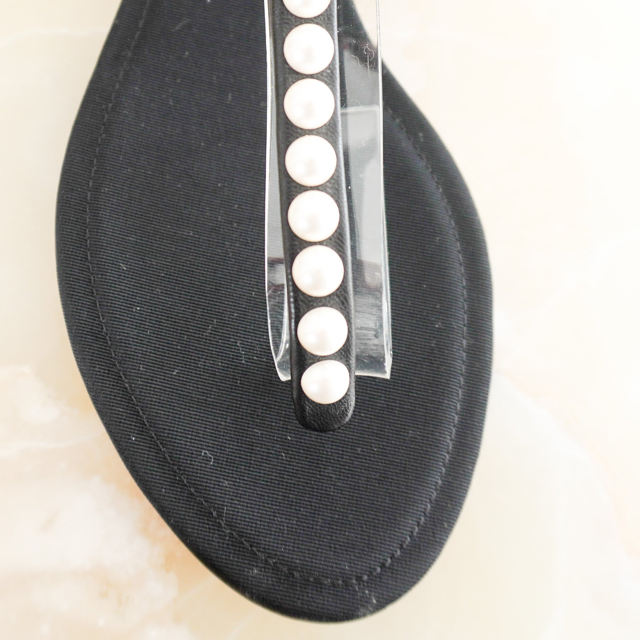 NEW Chanel Black Lambskin Leather & Pearl Embellished Sandals (RRP £900) | Authentic Preloved