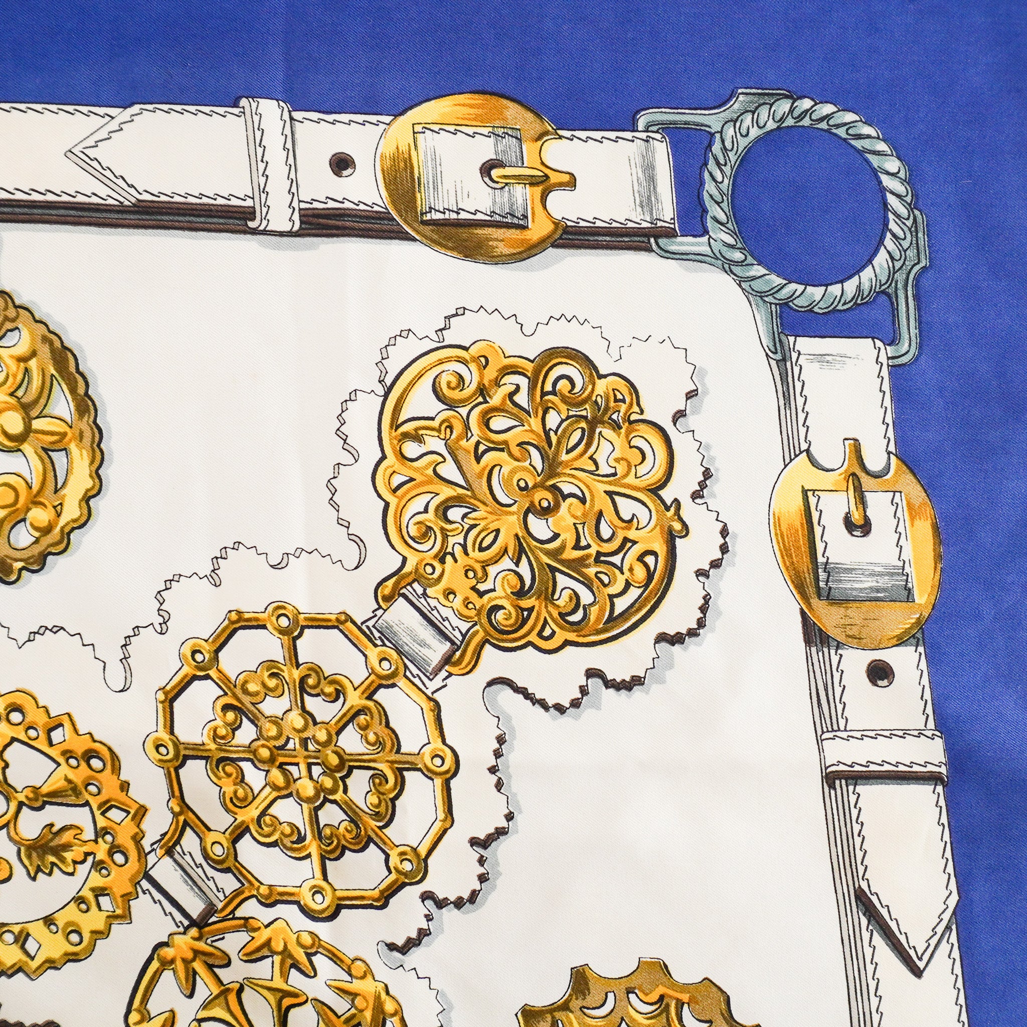 Hermès Vintage “Cuivreries” Blue Silk Twill Scarf (RRP £520) | Authentic Preloved FINAL SALE
