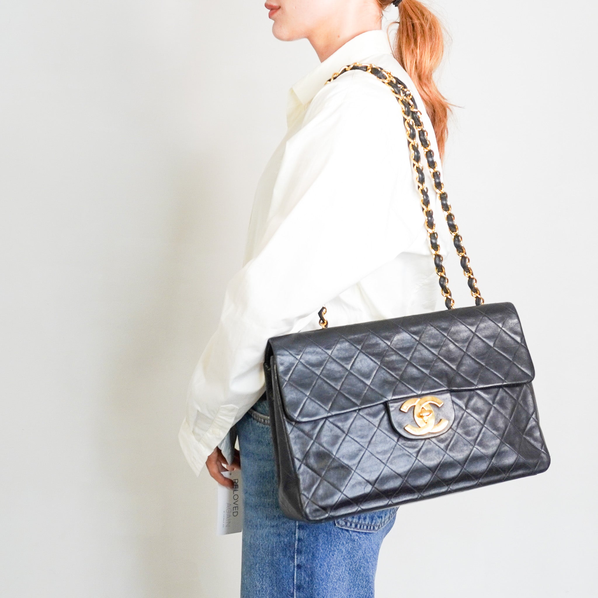 Chanel jumbo XL Classic Lambskin Single Flap crossbody bag-authentic preloved