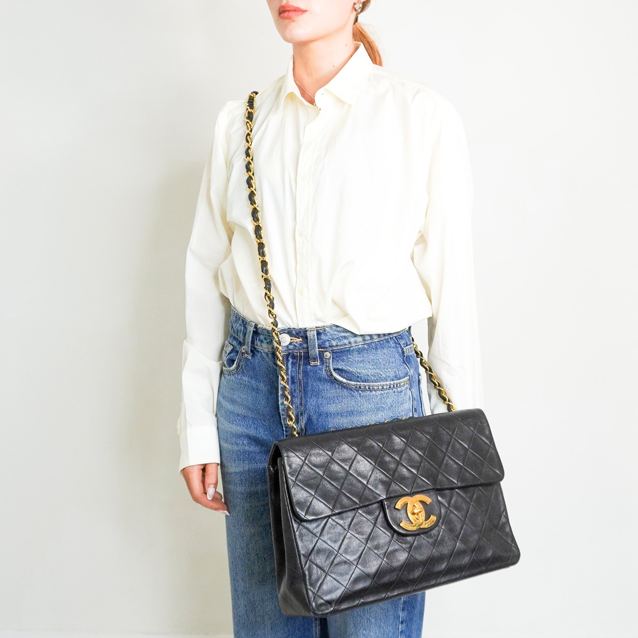 Chanel jumbo XL Classic Lambskin Single Flap crossbody bag-authentic preloved