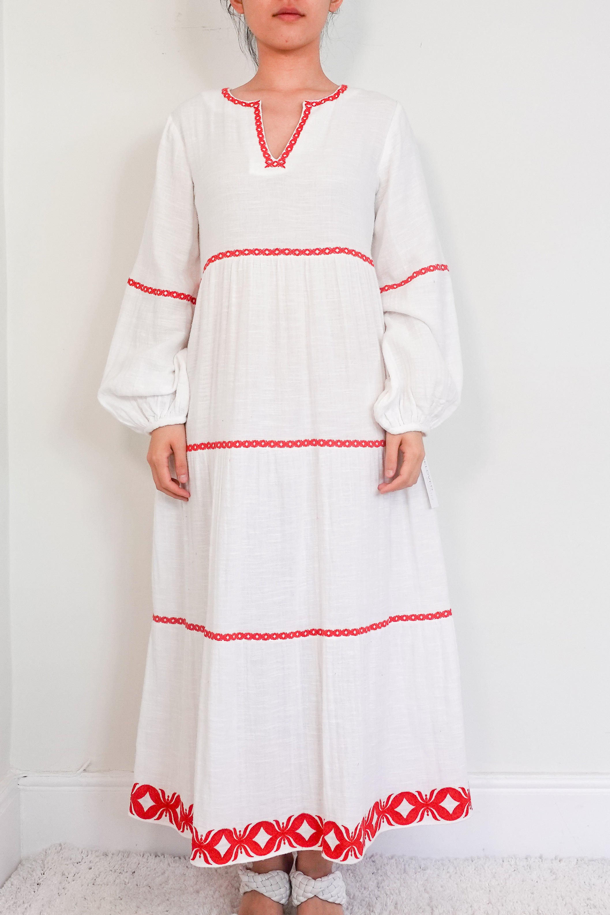 White and red cotton dress RRP £160
