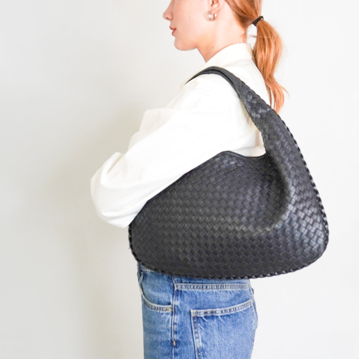 Bottega Veneta Small Intrecciato Black Leather Hobo Bag RRP £2,000 | Authentic Preloved - Reloved Again