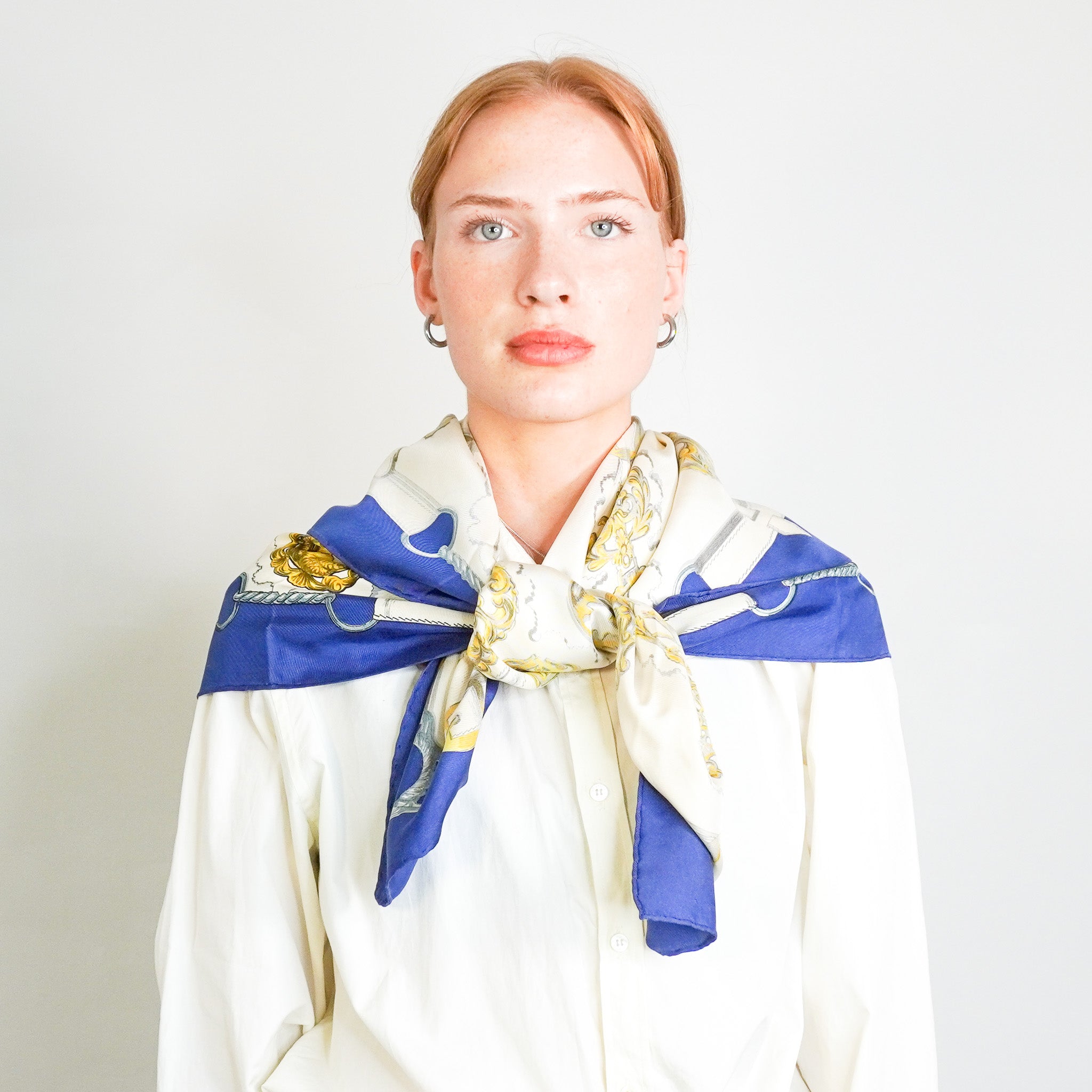 Hermès Vintage “Cuivreries” Blue Silk Twill Scarf (RRP £520) | Authentic Preloved FINAL SALE