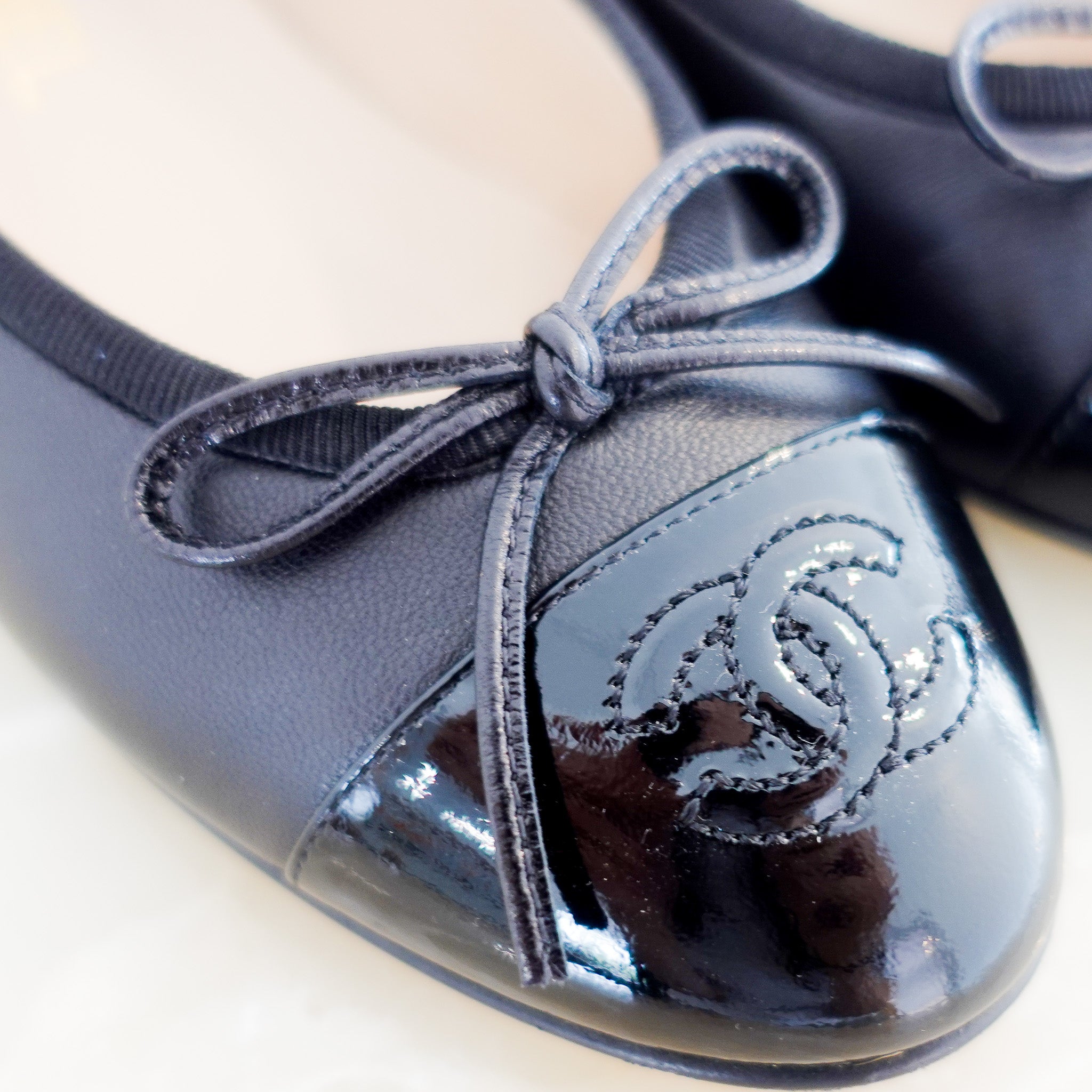 Chanel Black CC Ballet Flats with Bows RRP £1000 | Authentic Preloved - Reloved Again
