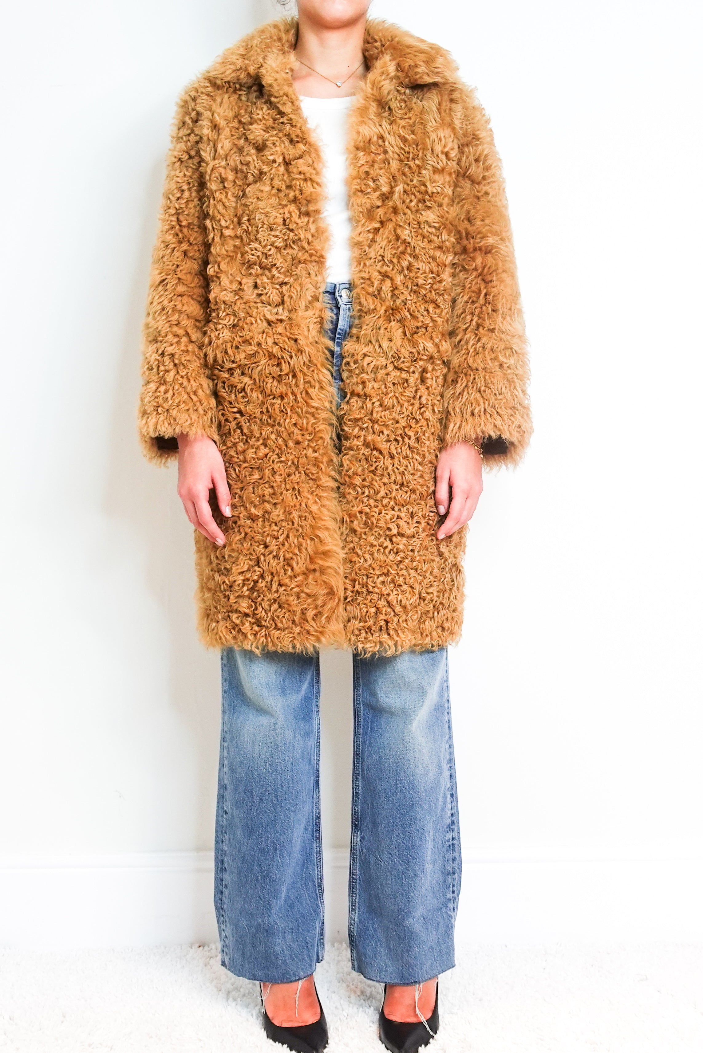 Mustard Teddy Sheepskin coat RRP £1350