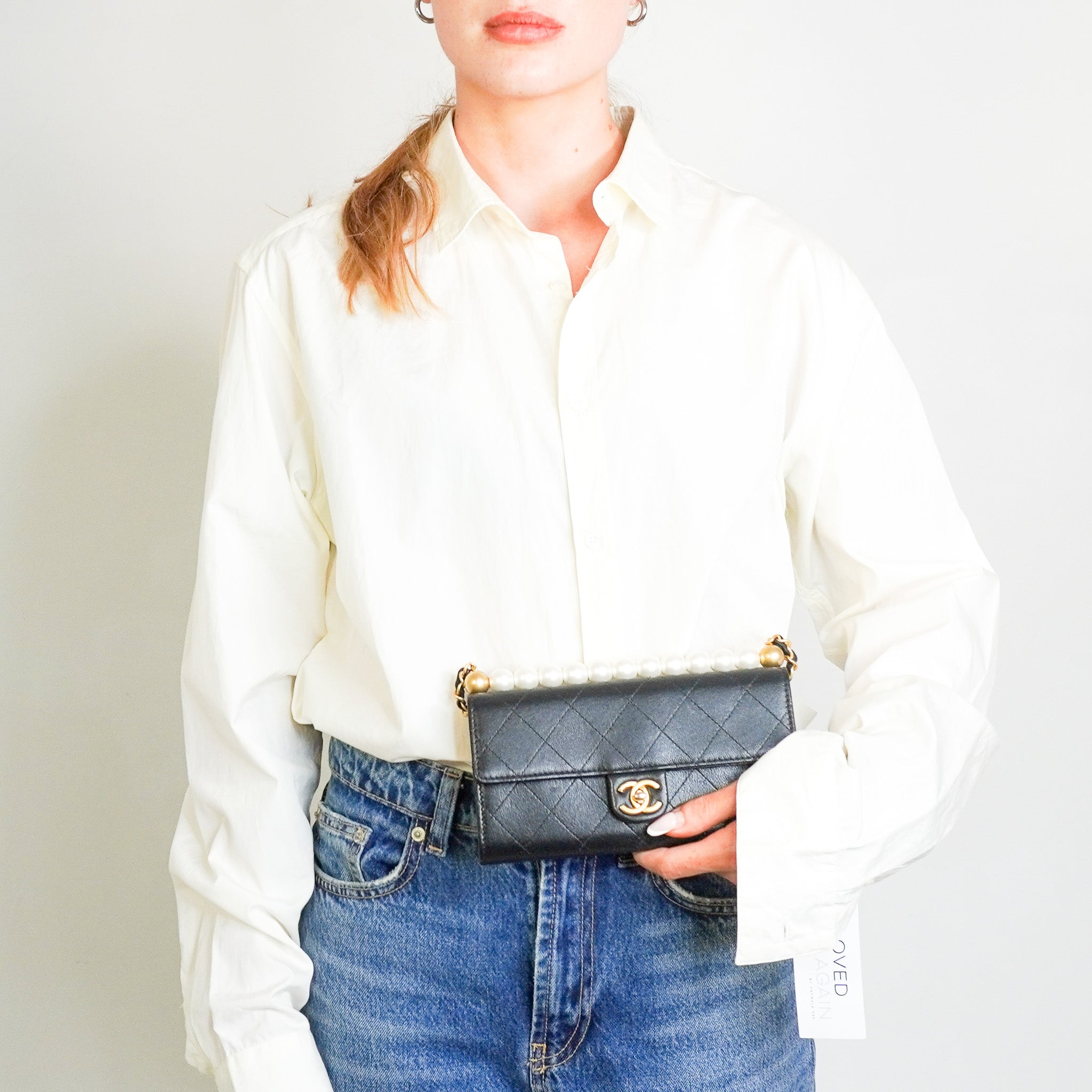 Chanel Chic Pearl Wallet on Chain with Black Lambskin Leather | Authentic Preloved