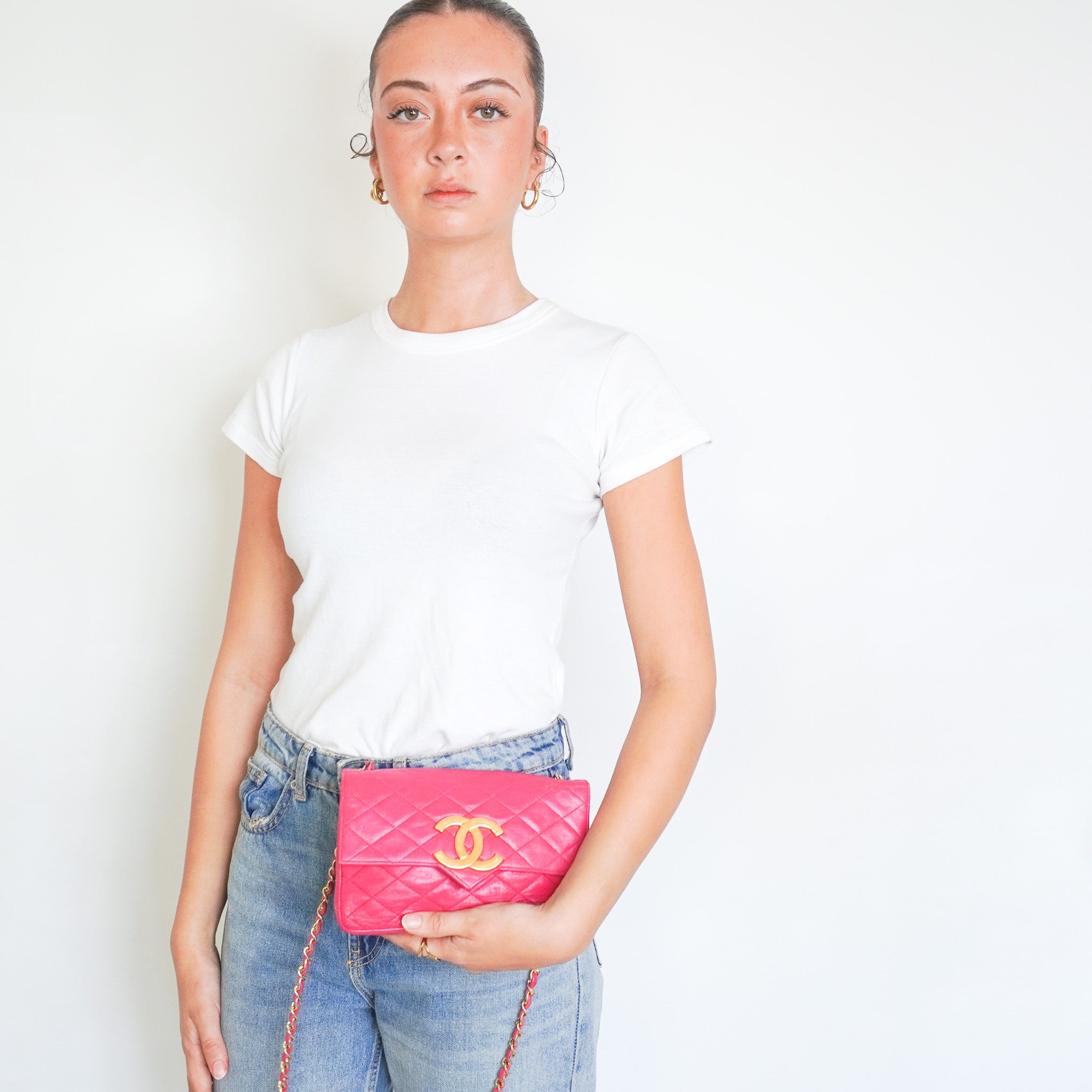 Chanel Vintage 1980s Pink Quilted Lambskin Mini Flap Bag (RRP £6500) |