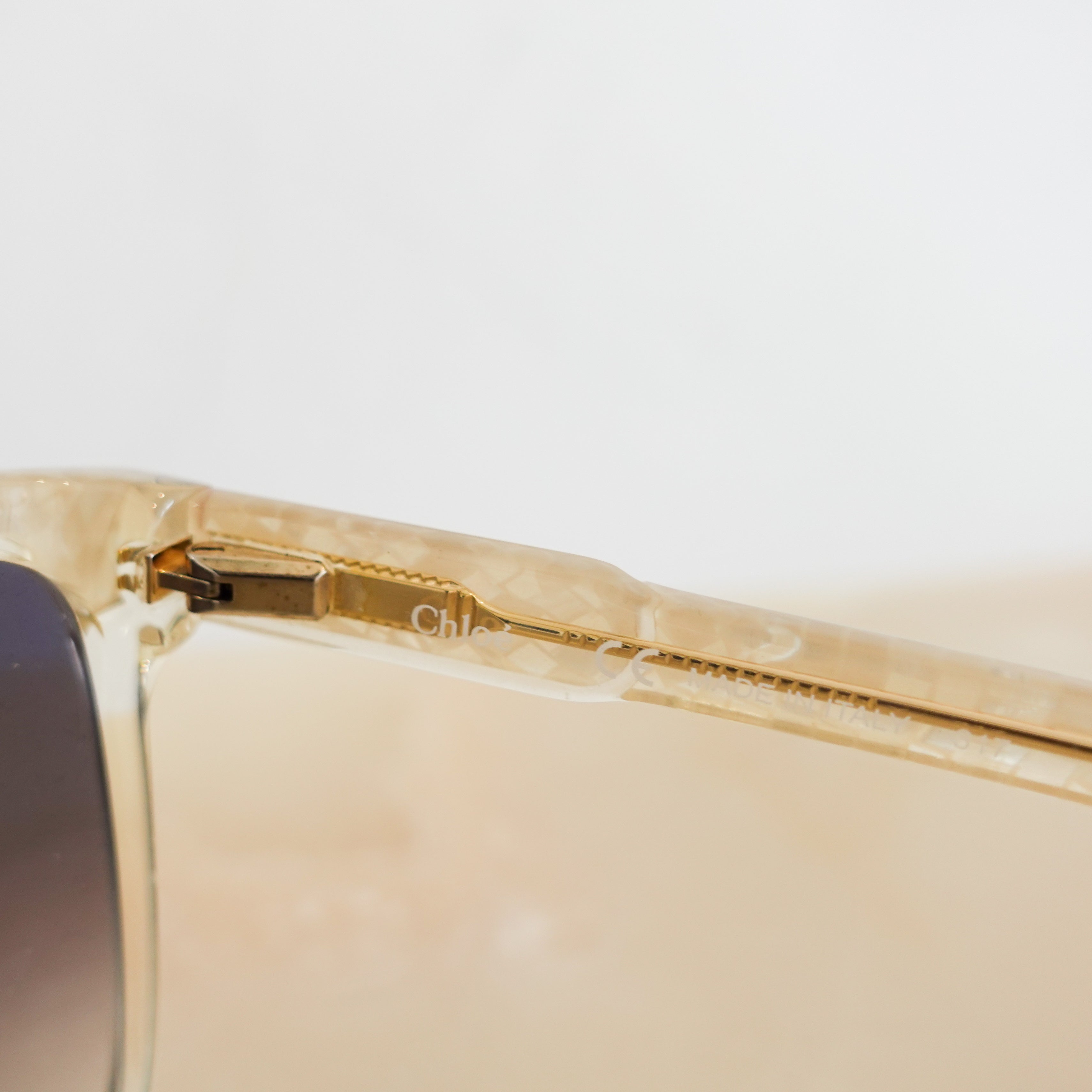 Chloe White Pearl Champagne Mosaic Sunglasses RRP £210 | Authentic Preloved