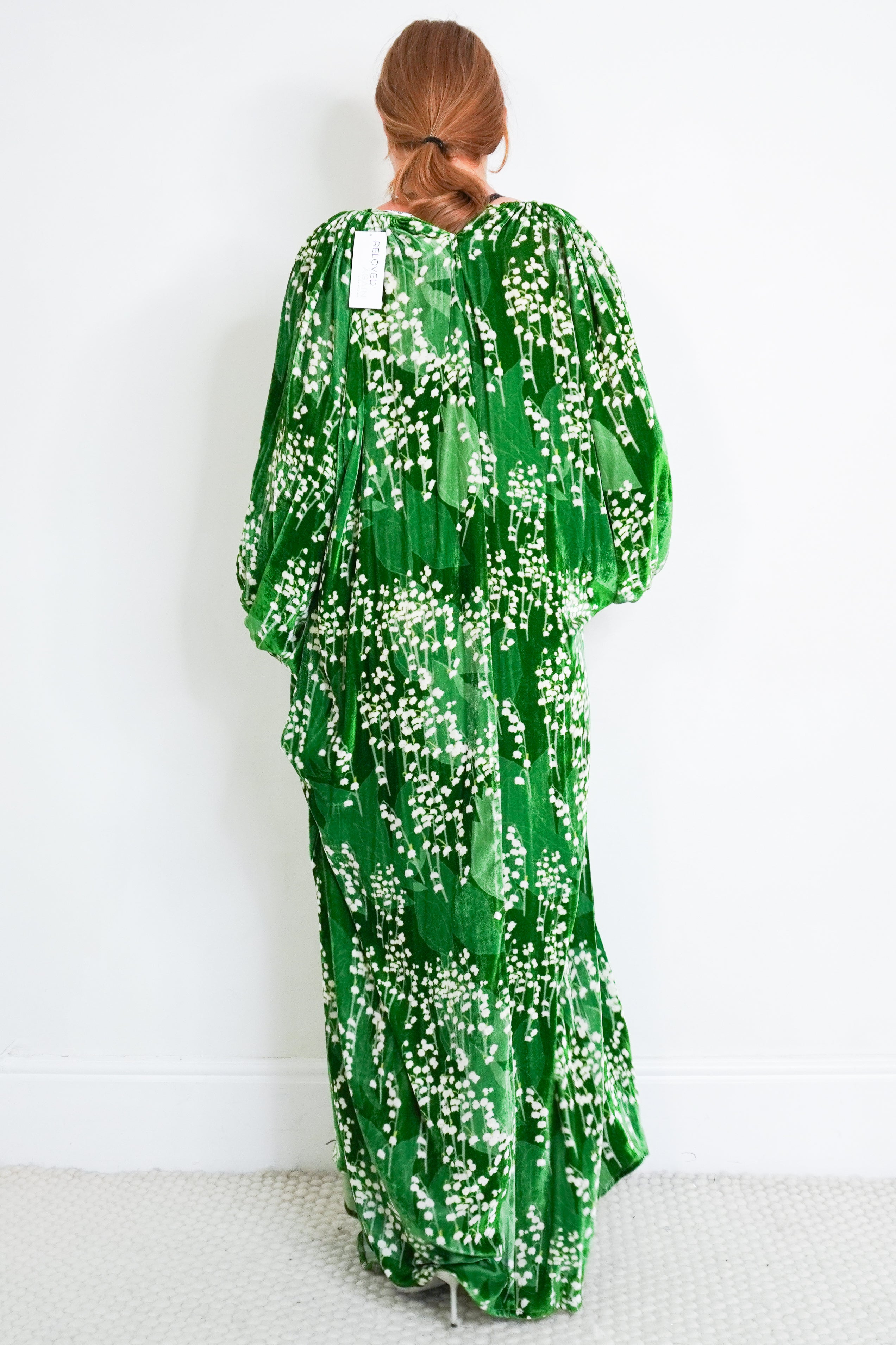 Bernadette Green Snowdrop Georgio Velvet Maxi Dress (RRP £750) | final sale no returns  Authentic Preloved