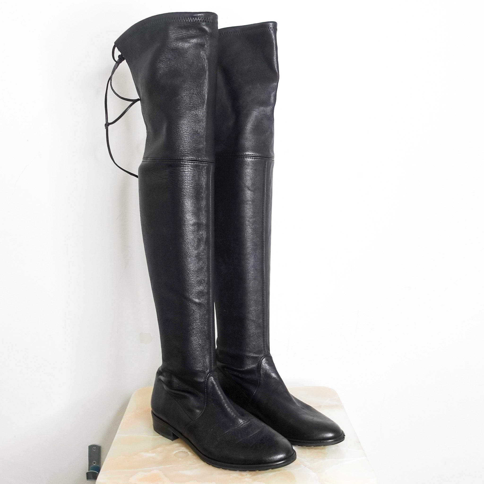 Over the knee black leather boots RRP £320