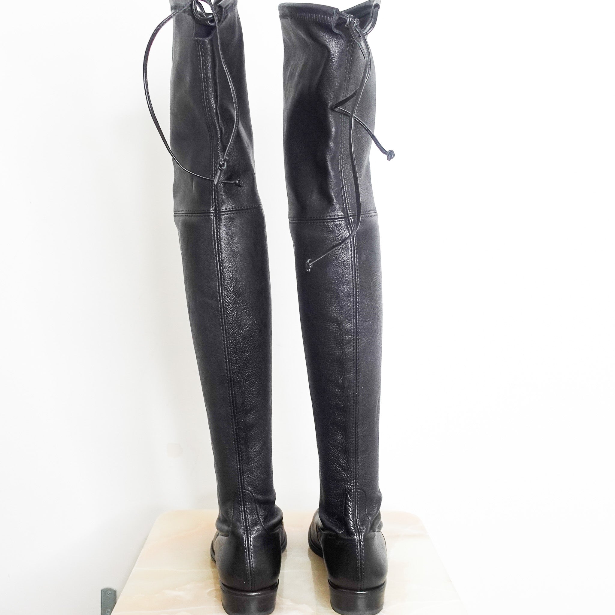 Over the knee black leather boots RRP £320