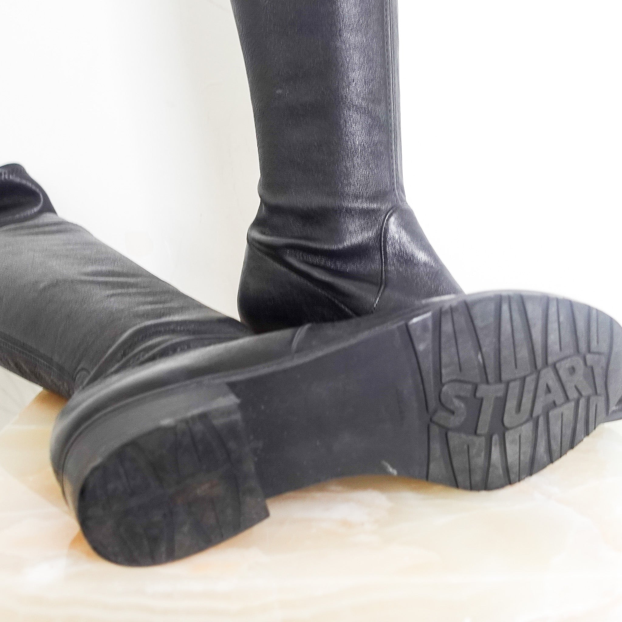 Over the knee black leather boots RRP £320