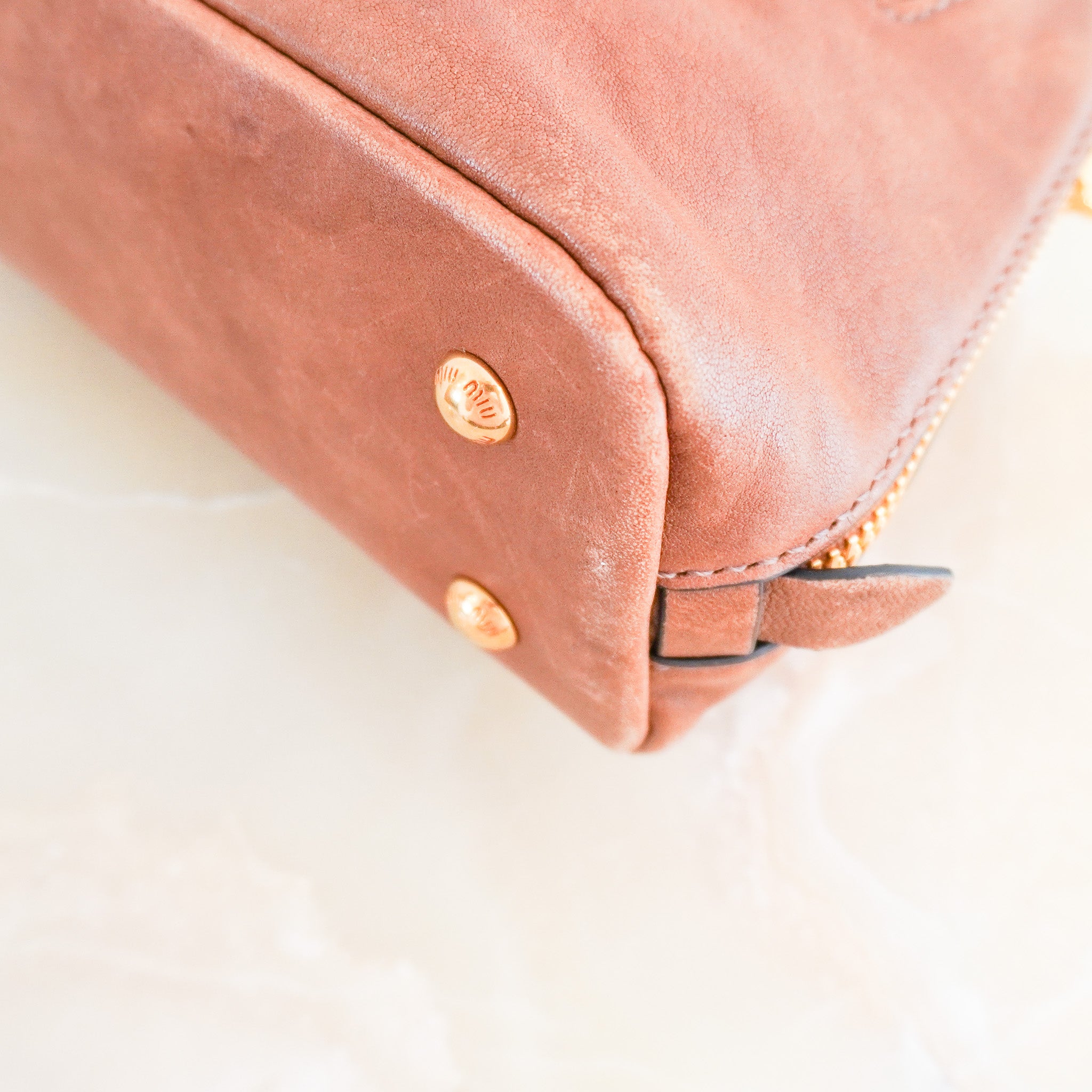 Miu Miu Adventure Nappa Leather Top Handle Bag in Oak (RRP £2,950) | Authentic Preloved