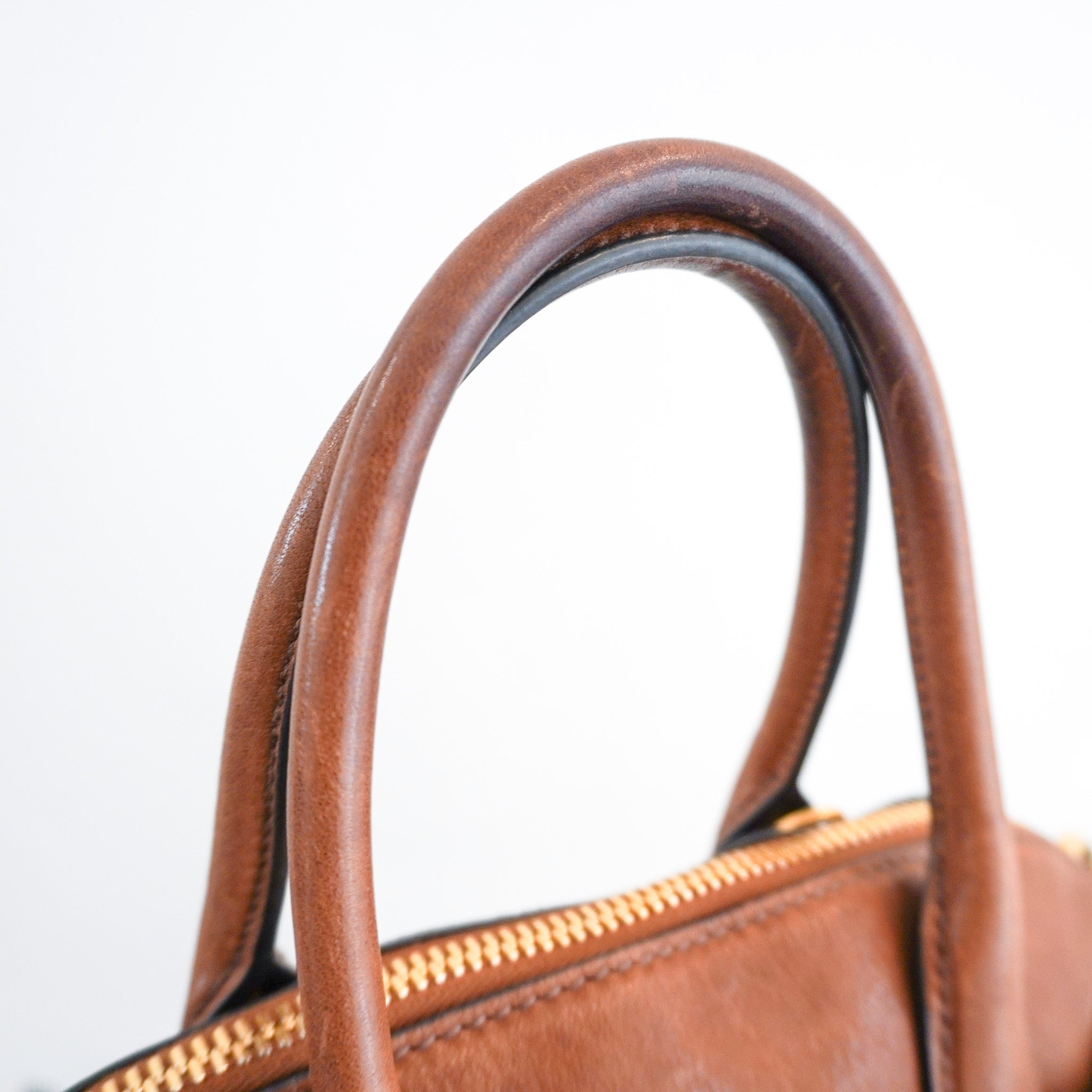 Miu Miu Adventure Nappa Leather Top Handle Bag in Oak (RRP £2,950) | Authentic Preloved