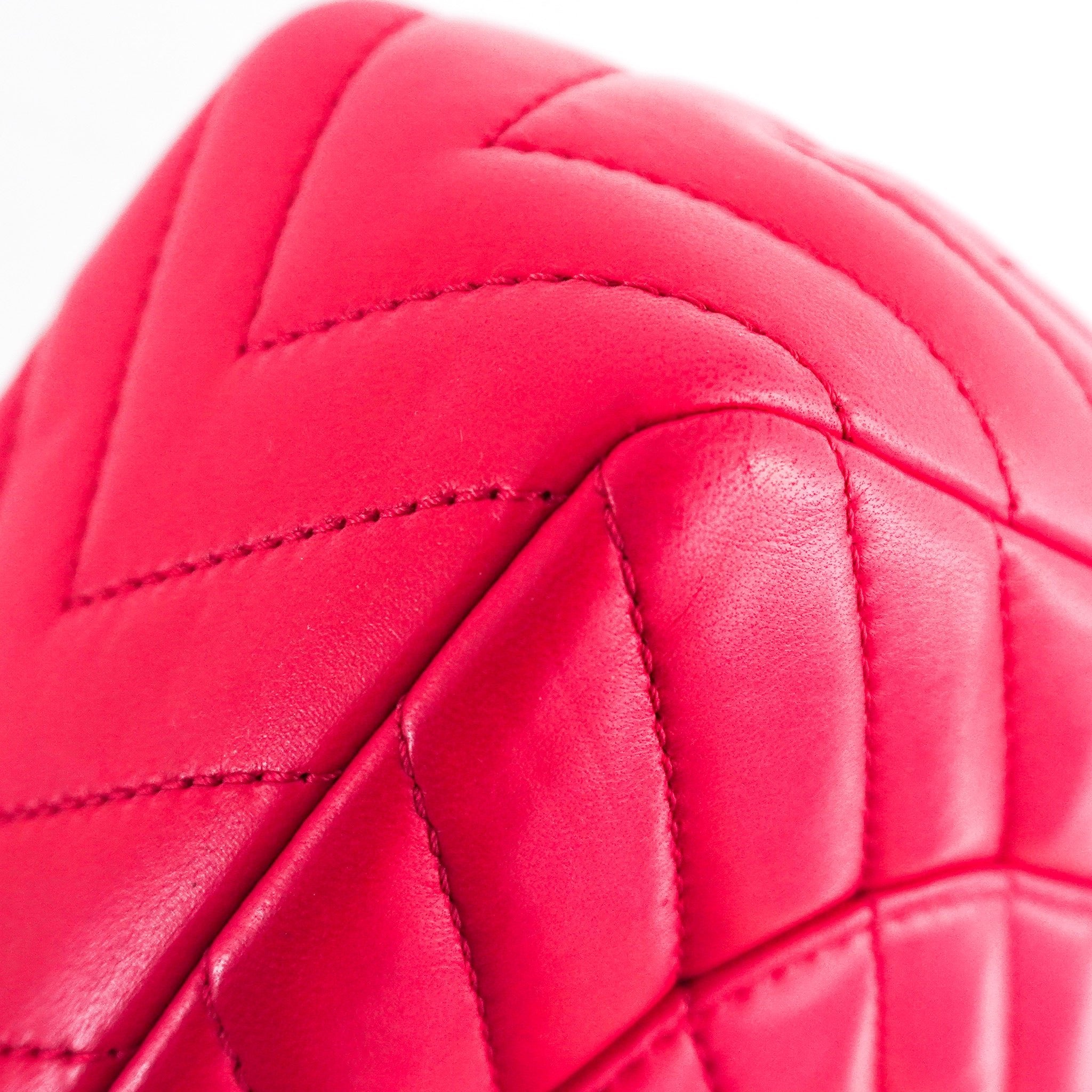 Chanel Chevron Fuchsia Quilted Jumbo Single Flap Bag RRP £5000 | Authentic Preloved - Reloved Again