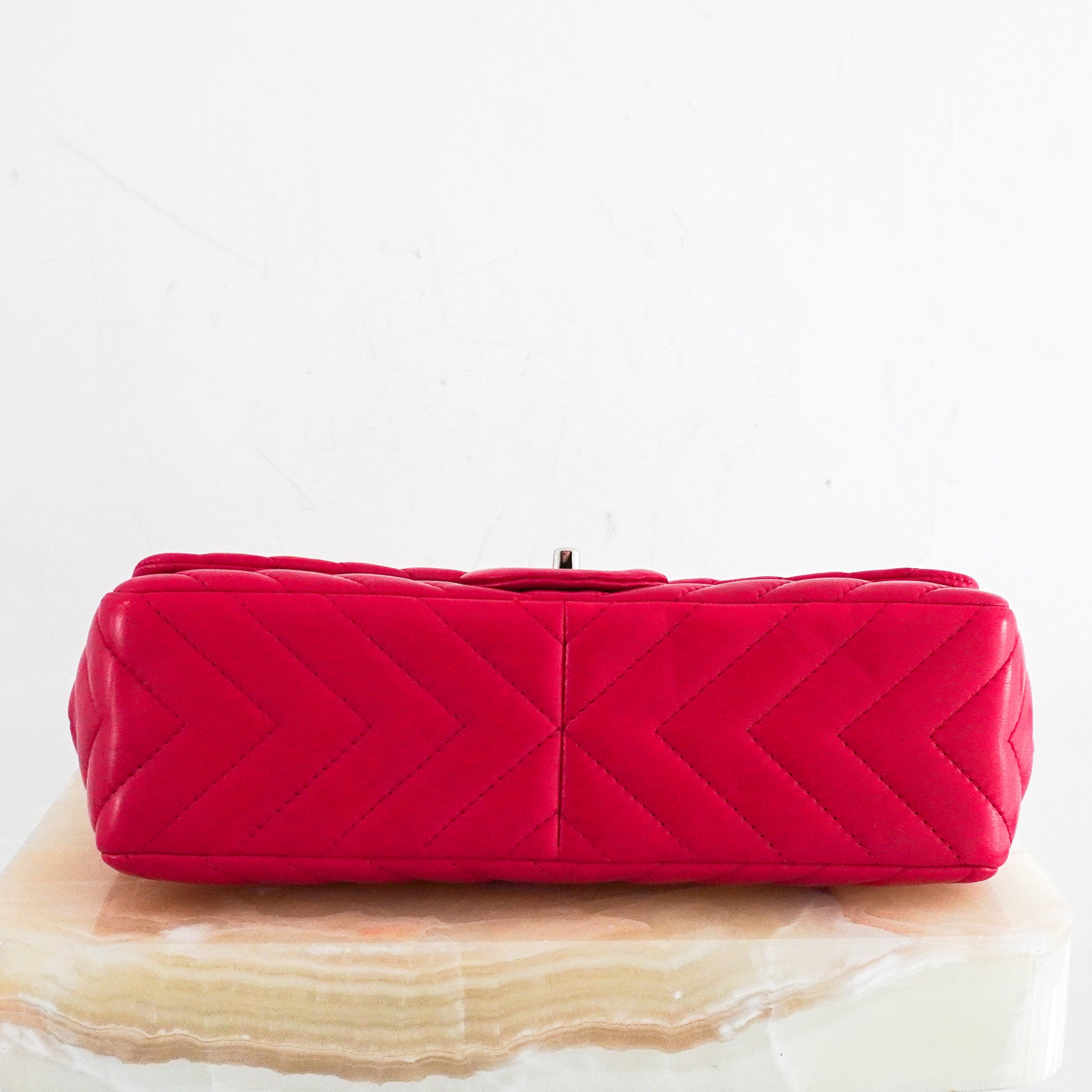 Chanel Chevron Fuchsia Quilted Jumbo Single Flap Bag RRP £5000 | Authentic Preloved - Reloved Again