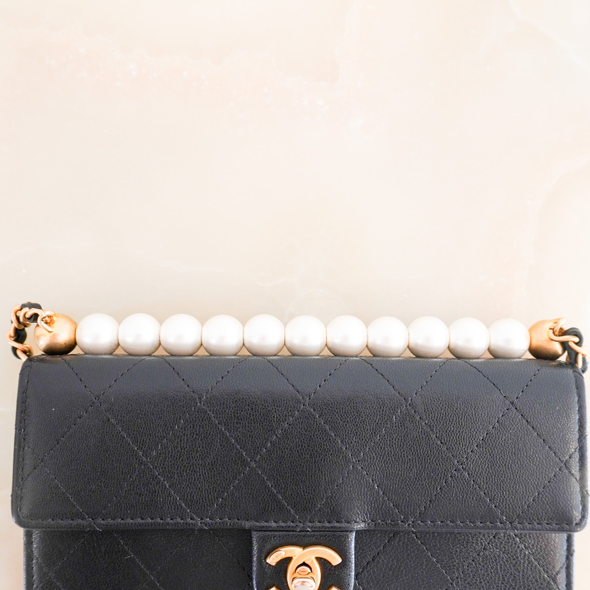 Chanel Chic Pearl Wallet on Chain with Black Lambskin Leather | Authentic Preloved