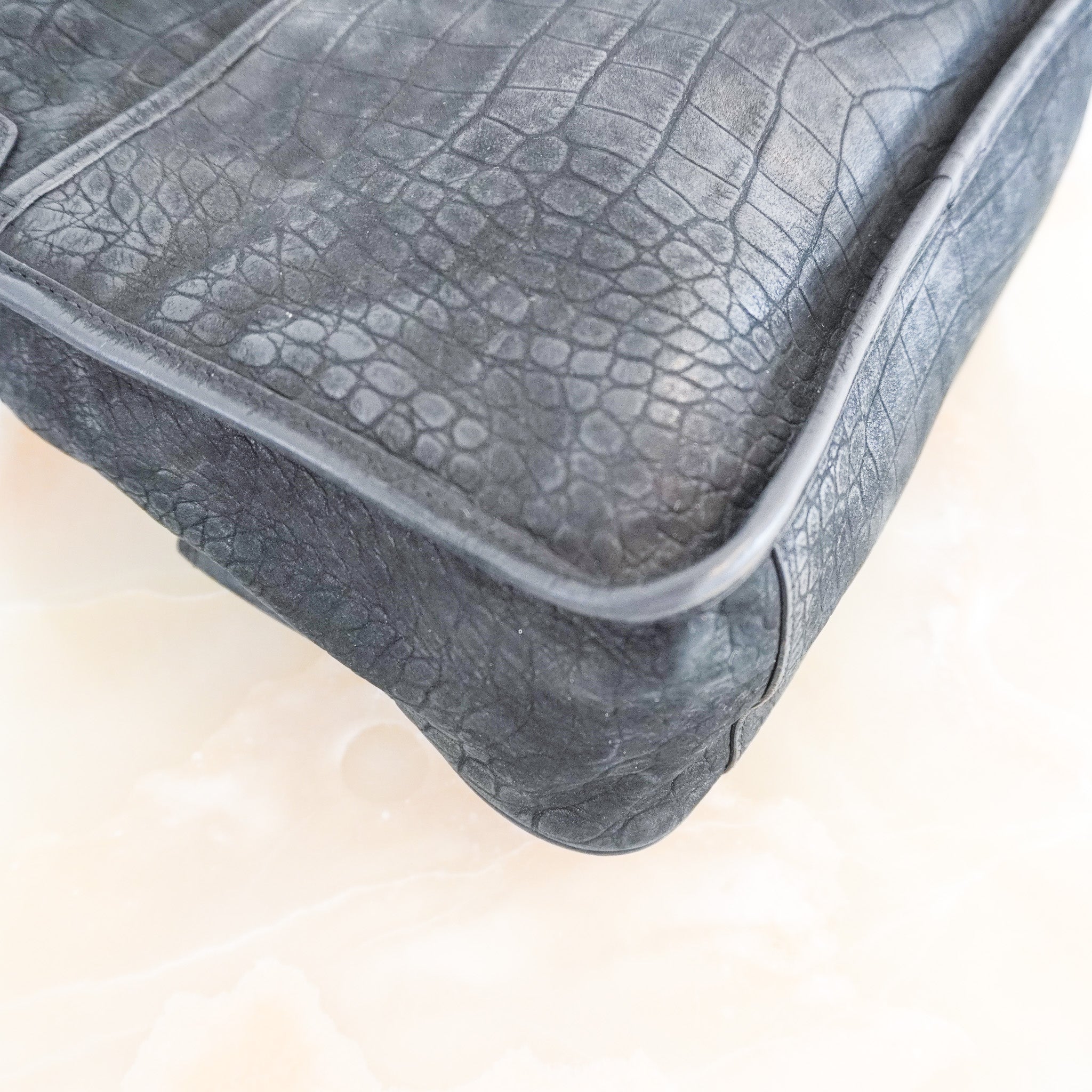 Saint Laurent Niki Shoulder Bag in Black Croc (RRP £1,635) | Authentic Preloved