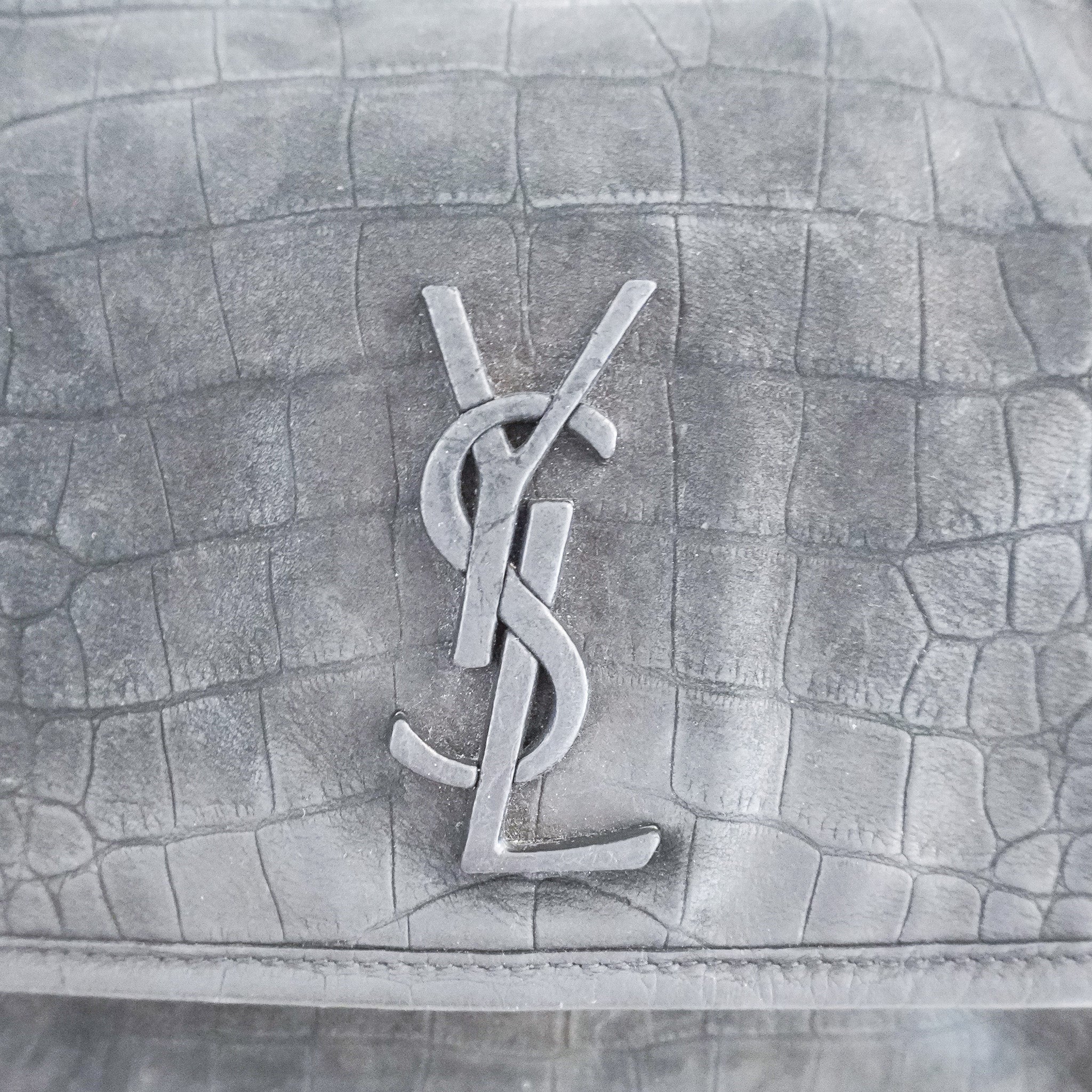 Saint Laurent Niki Shoulder Bag in Black Croc (RRP £1,635) | Authentic Preloved