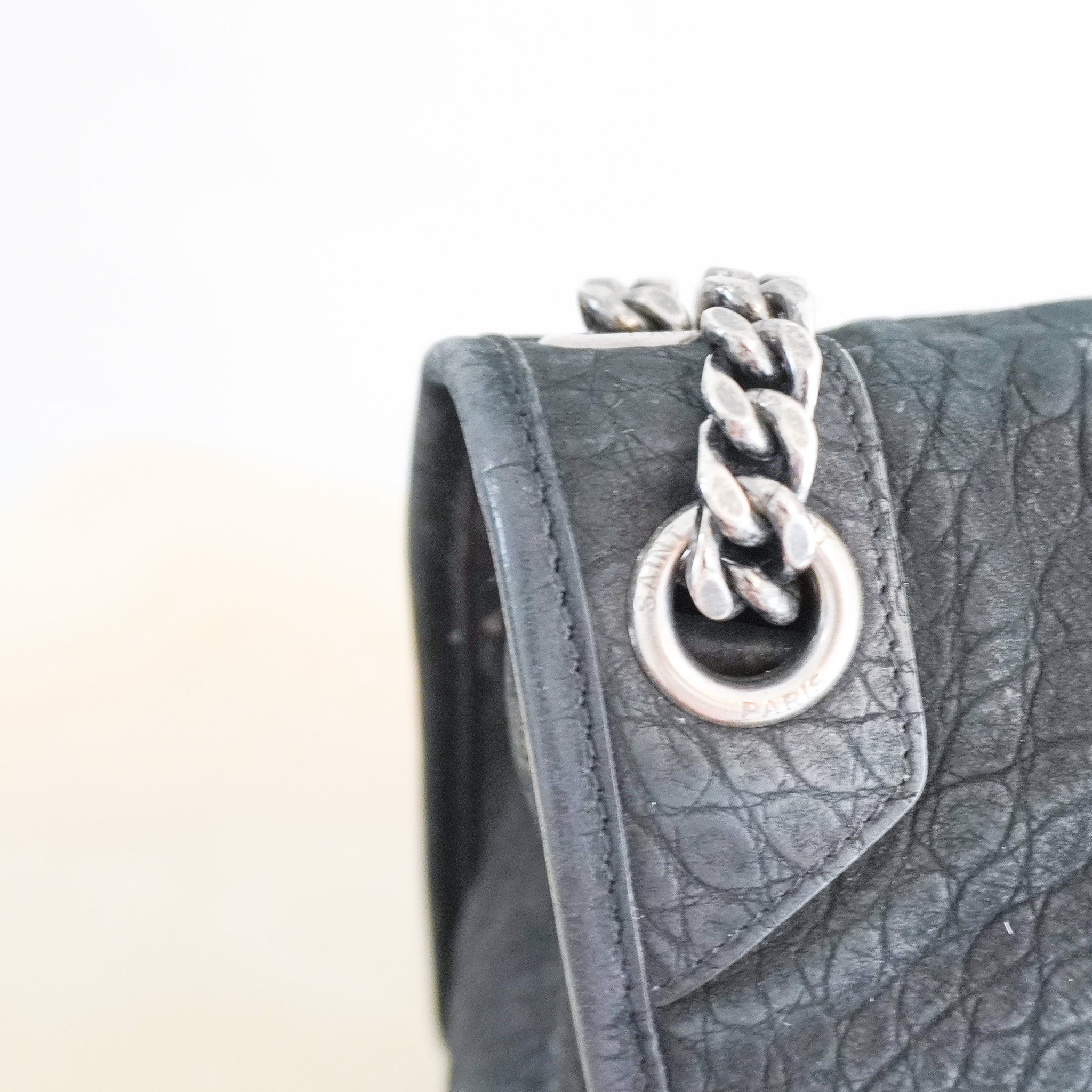 Saint Laurent Niki Shoulder Bag in Black Croc (RRP £1,635) | Authentic Preloved