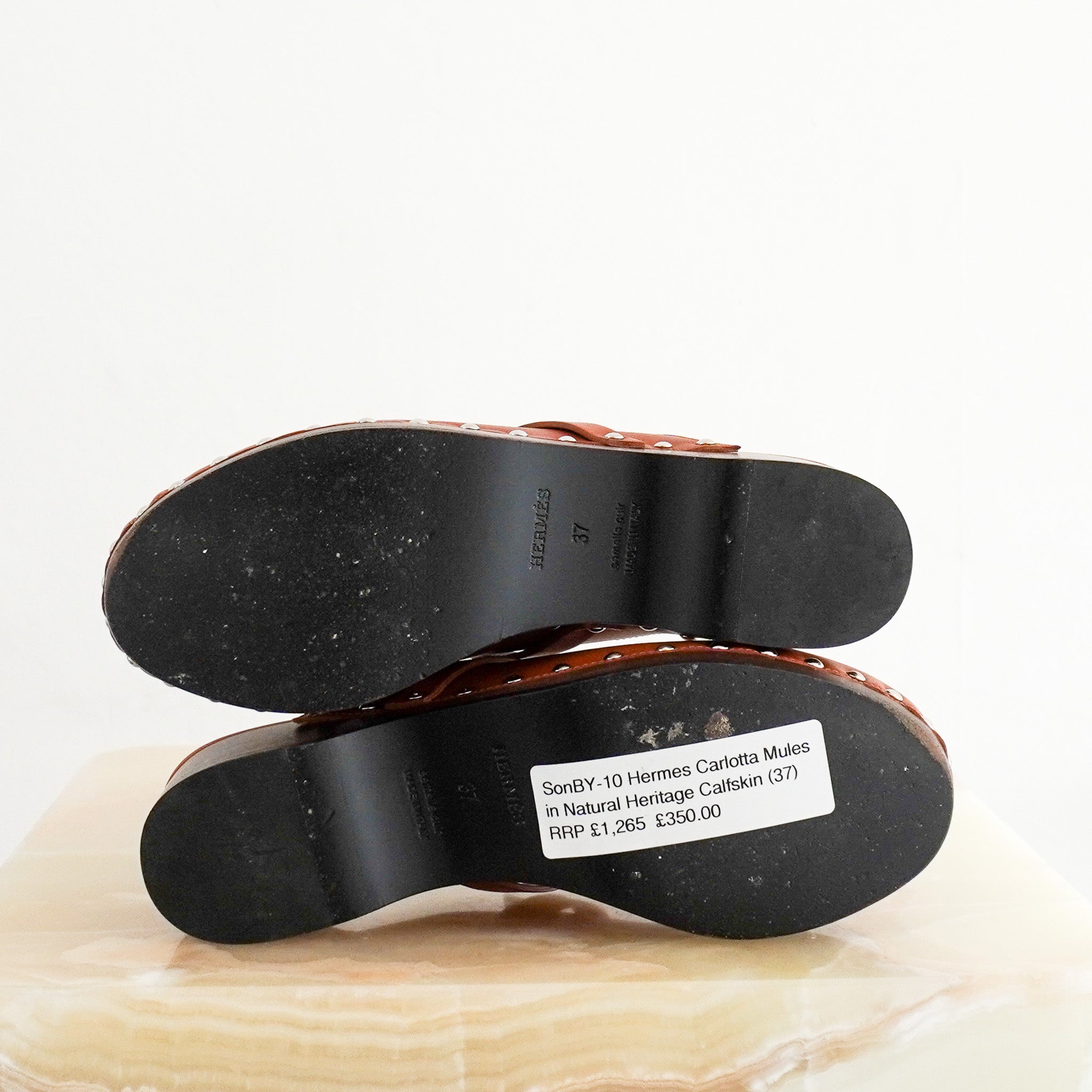 Hermès Carlotta Mules in Natural Heritage Calfskin (RRP £1265) | Authentic Preloved