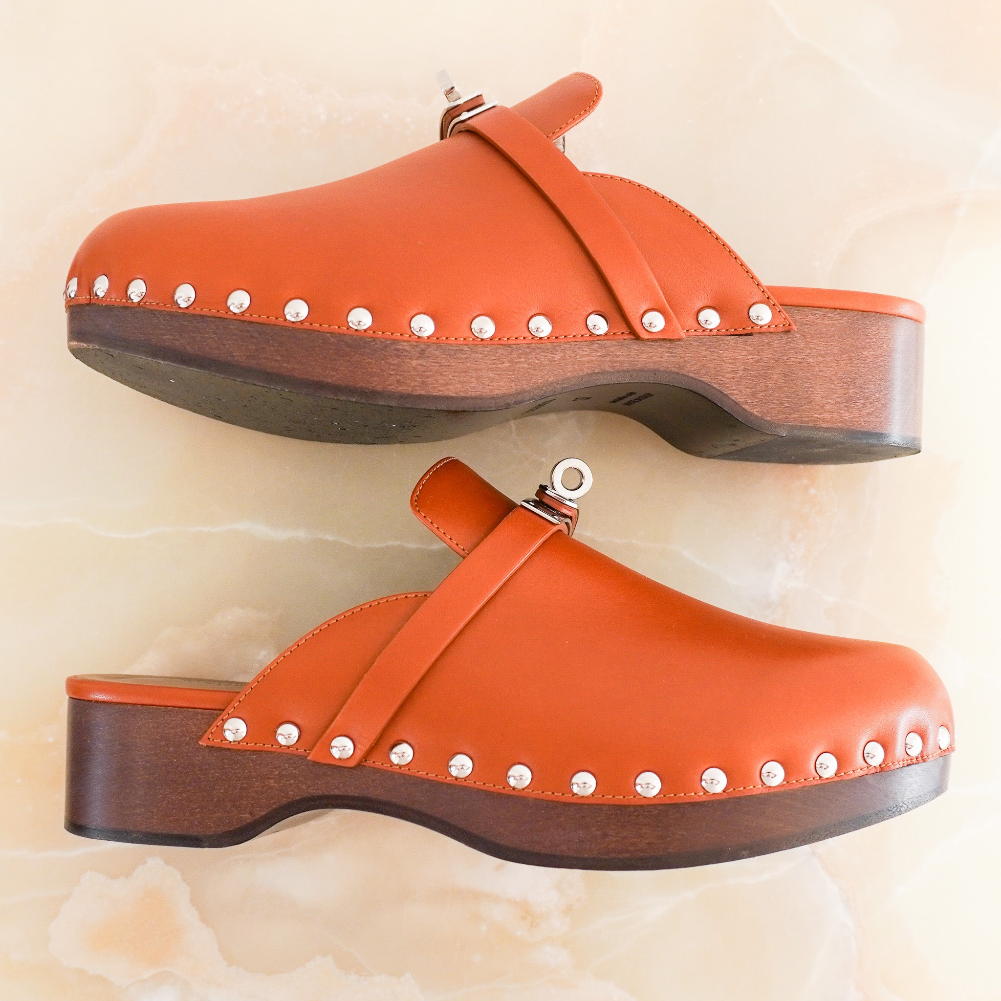 Hermès Carlotta Mules in Natural Heritage Calfskin (RRP £1265) | Authentic Preloved