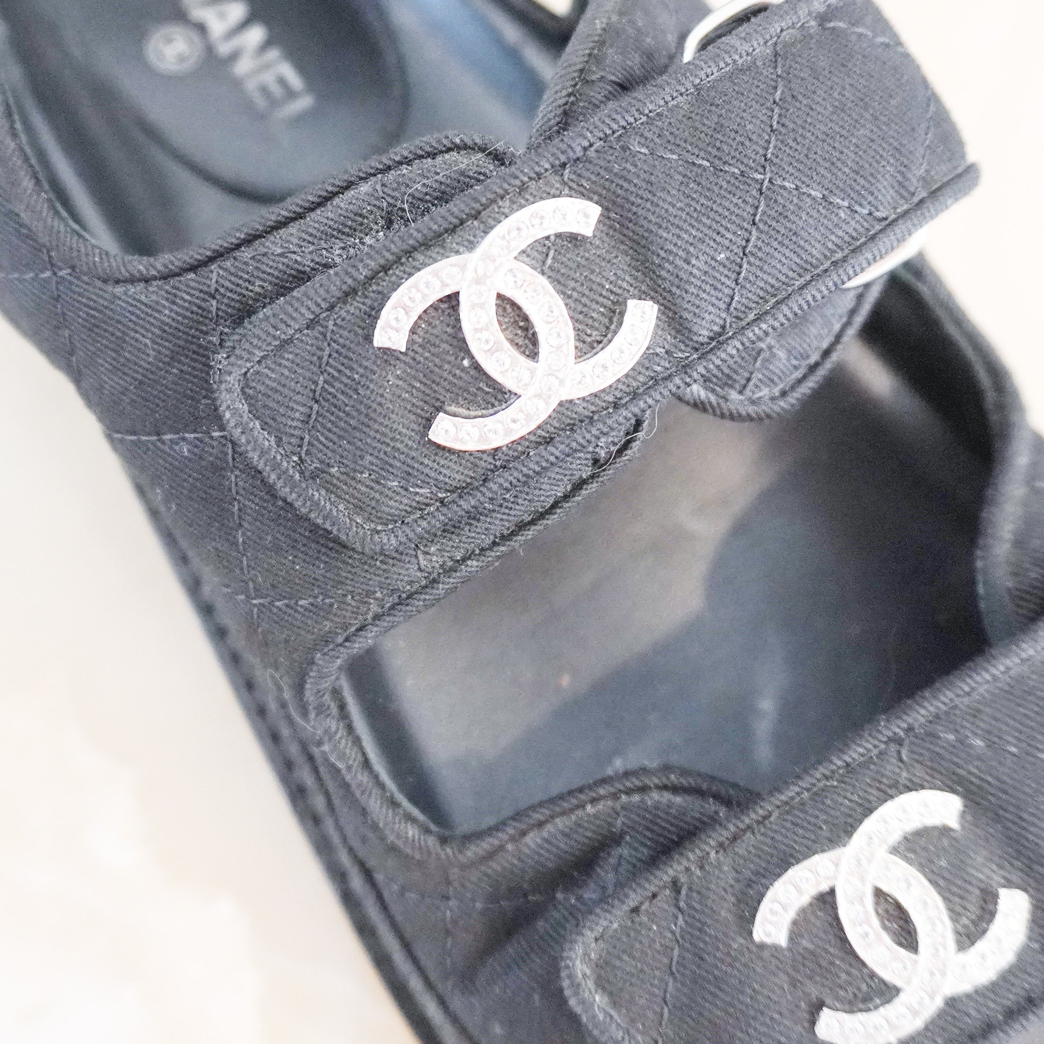 Chanel Black Quilted Dad Sandals RRP £1100  | Authentic Preloved