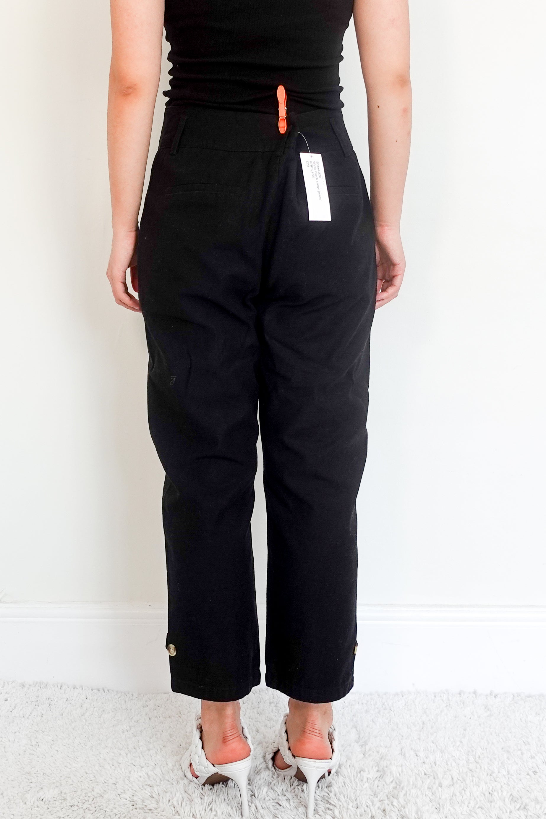 Black cargo barrel trousers RRP £165 [final sale]