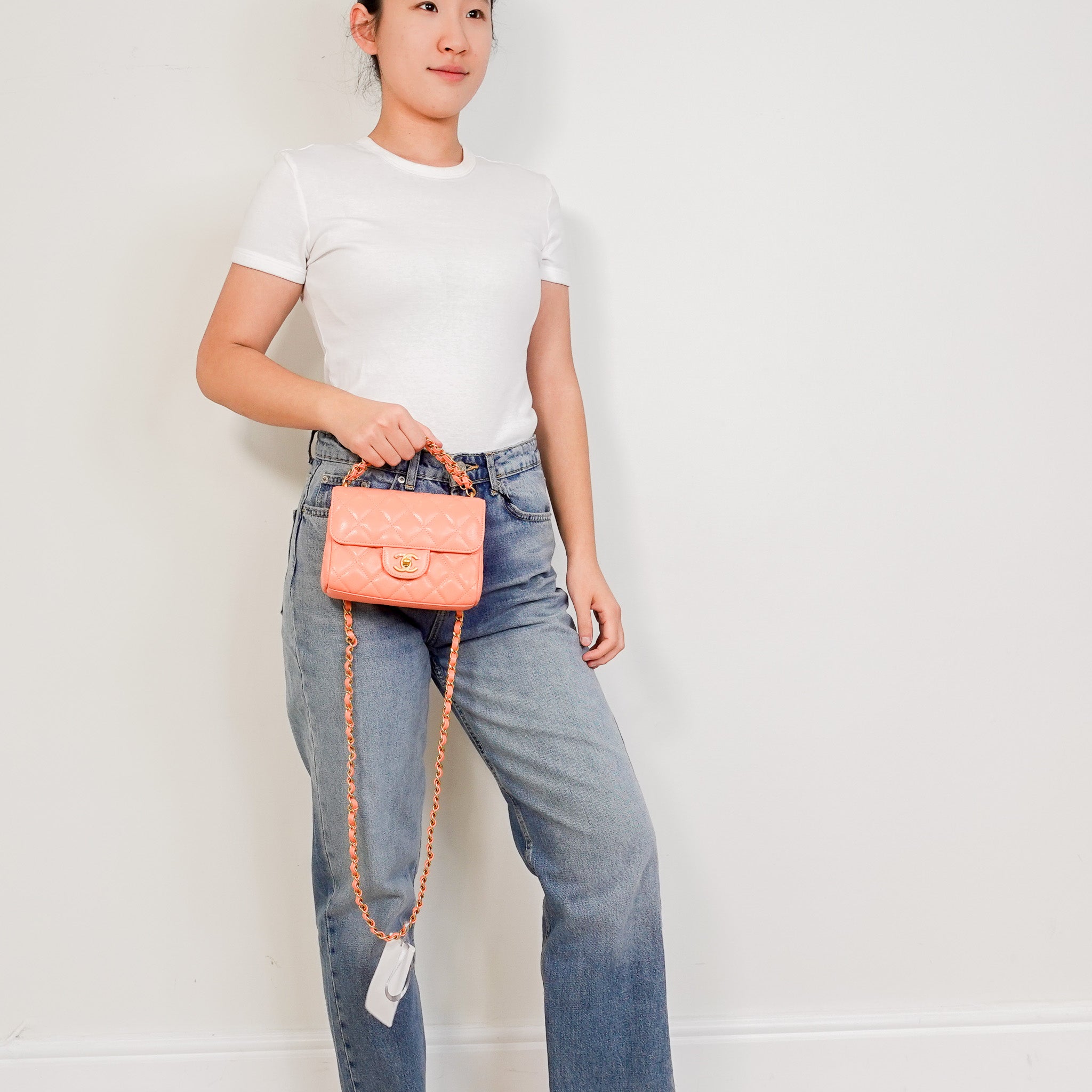 Current Season Chanel Mini Flap bag in light Orange RRP £4780 | Authentic Preloved - Reloved Again