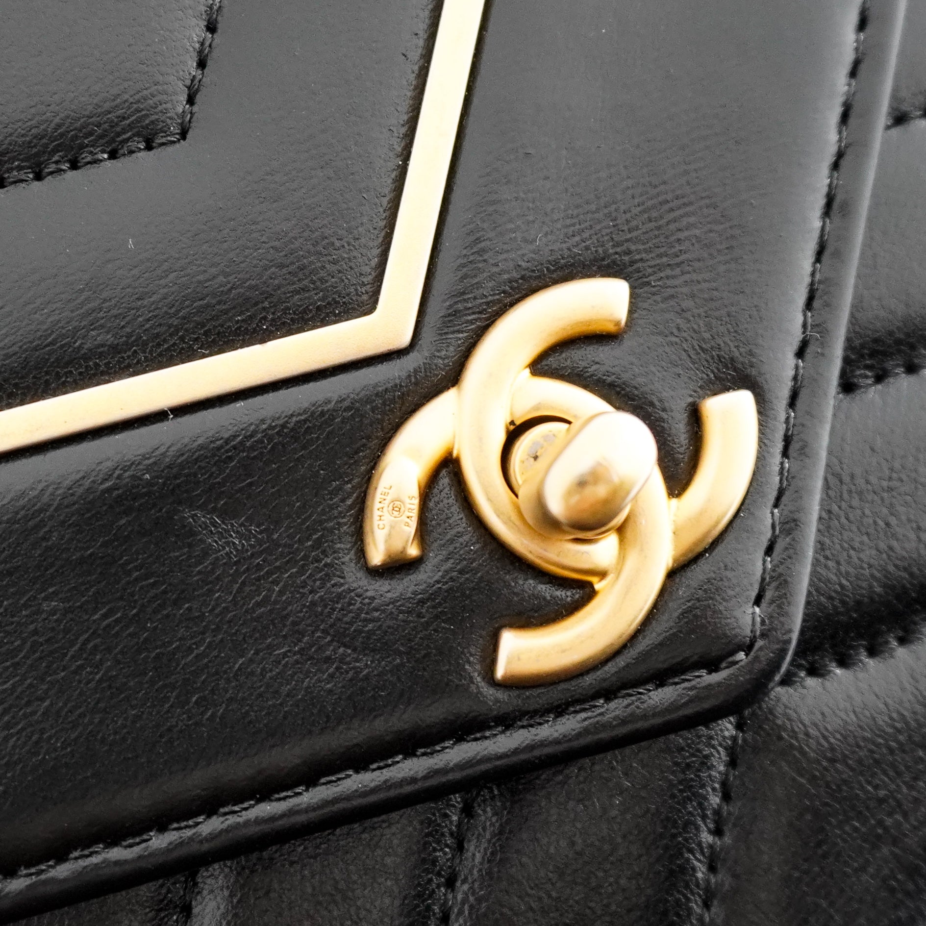 Chanel Chevron Flap Bag Black Lambskin Gold Hardware | Authentic Preloved