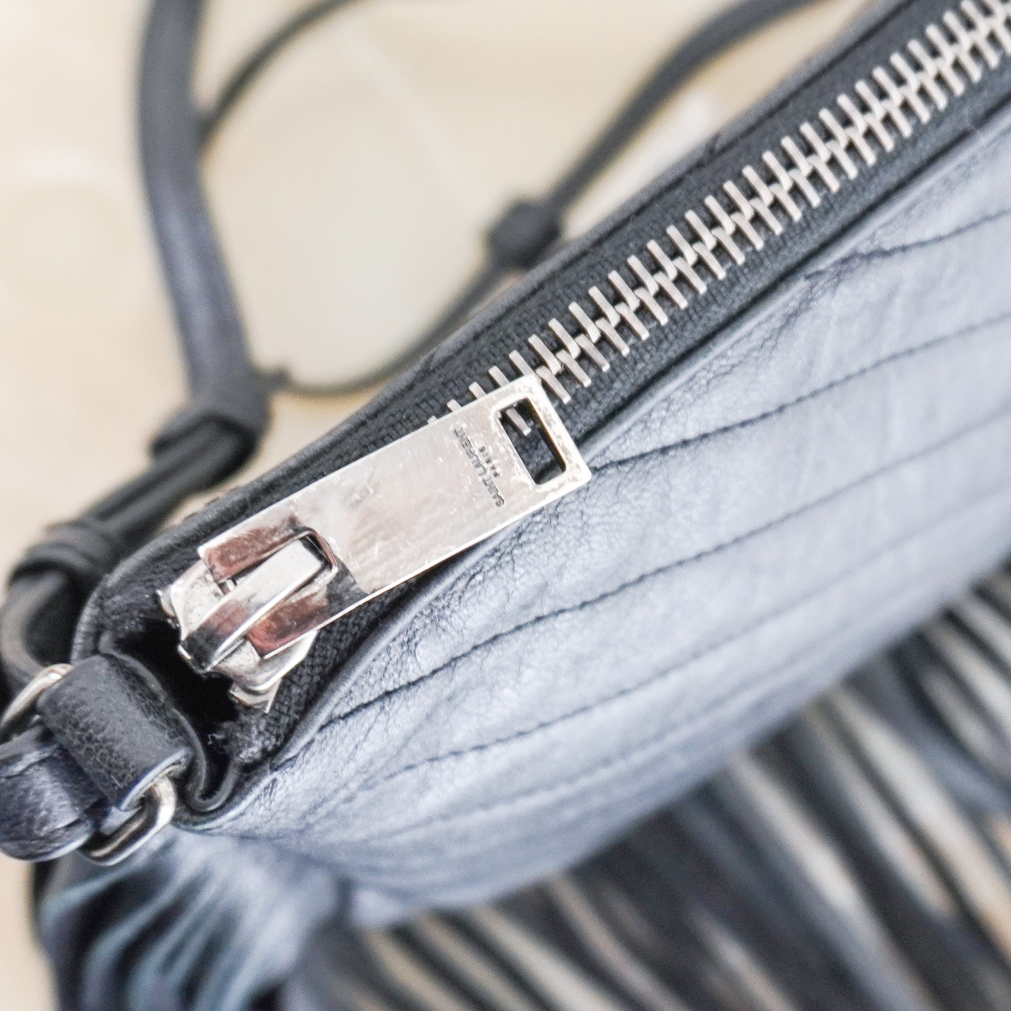 Saint Laurent Monogram Fringe Leather Crossbody Bag in Black (RRP £1350) | Authentic Preloved