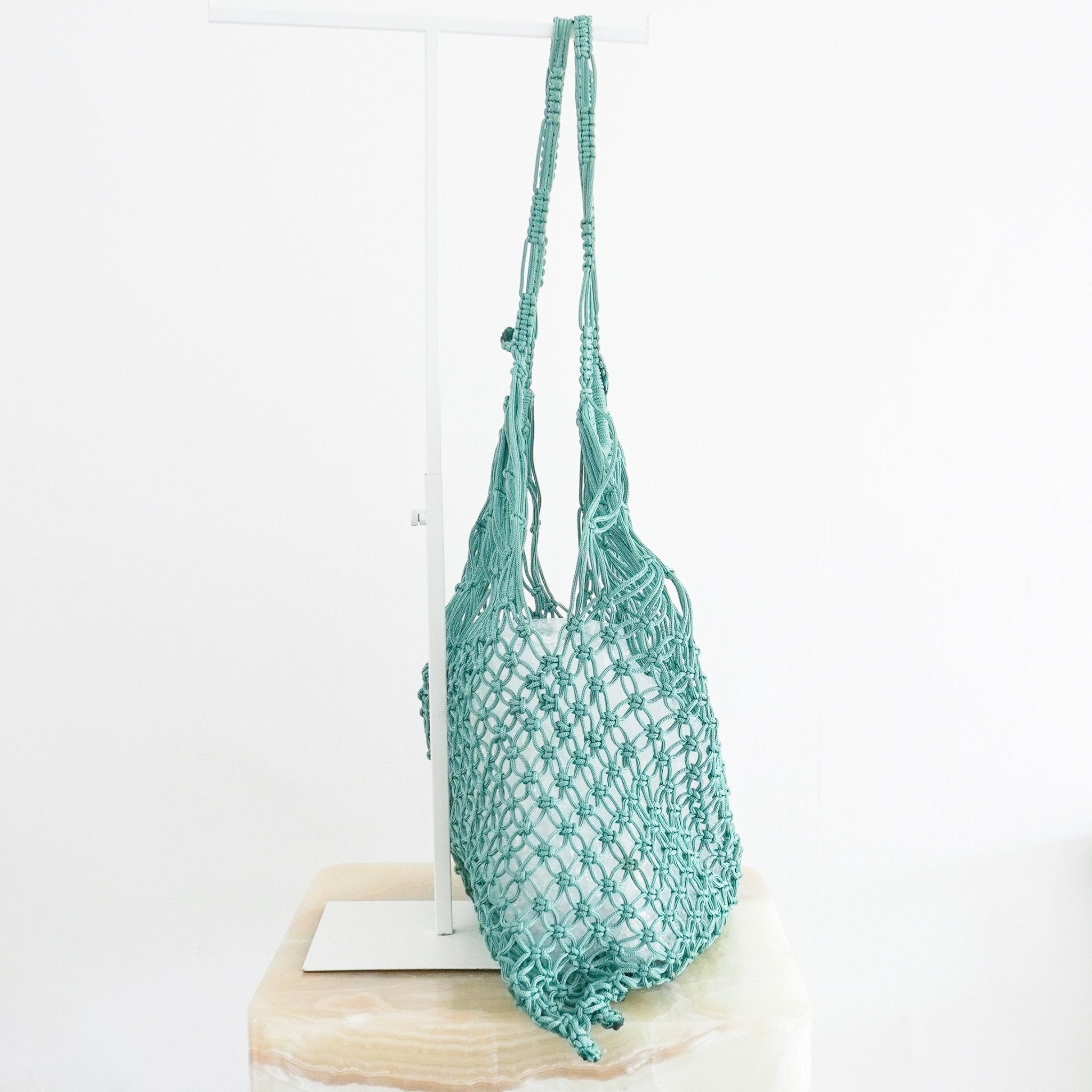 Sea Green Macramé Net Beach Tote Bag | Authentic Preloved FINAL SALE - Reloved Again