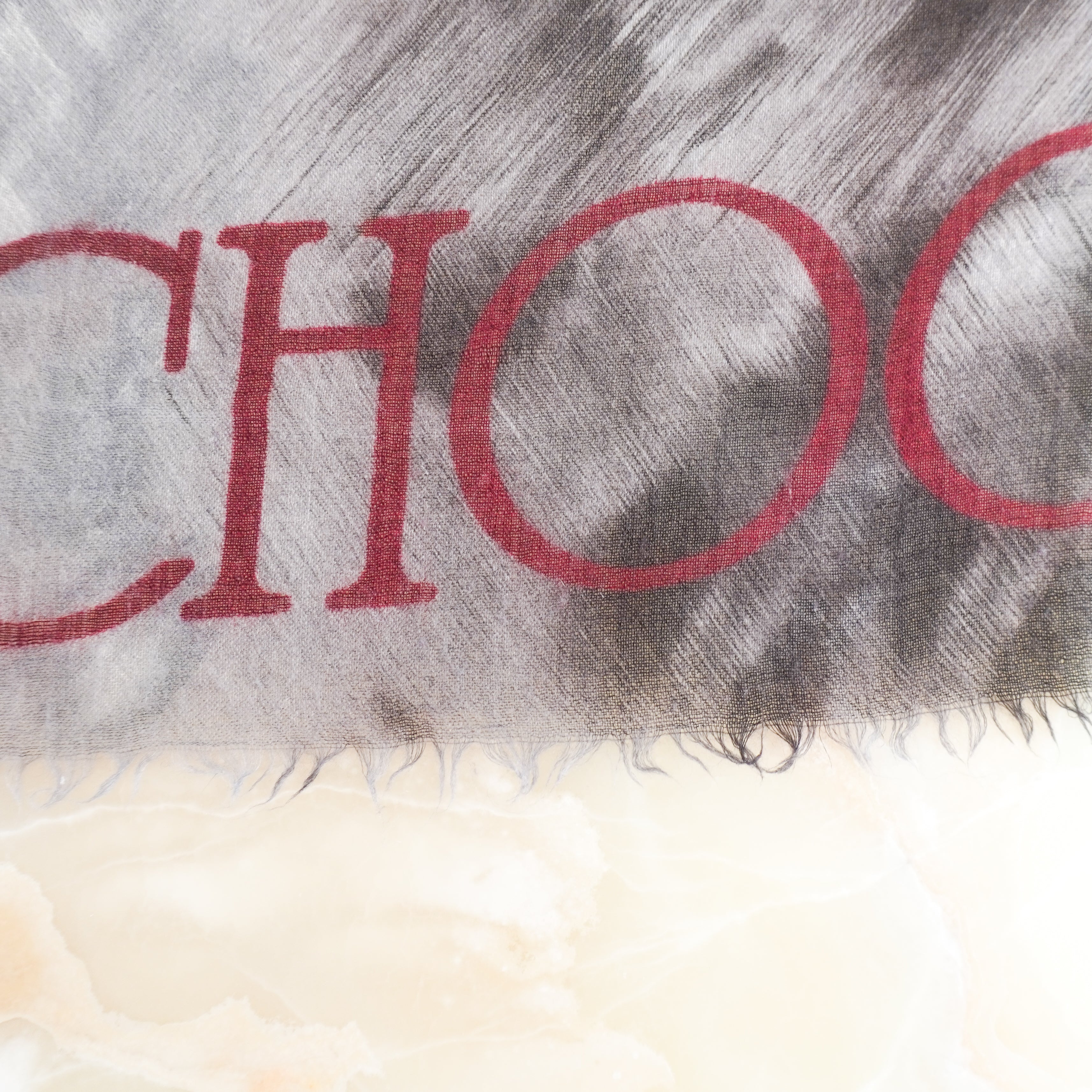 Jimmy Choo Grey Leopard Print Logo Silk Scarf (RRP £470) | Authentic Preloved FINAL SALE