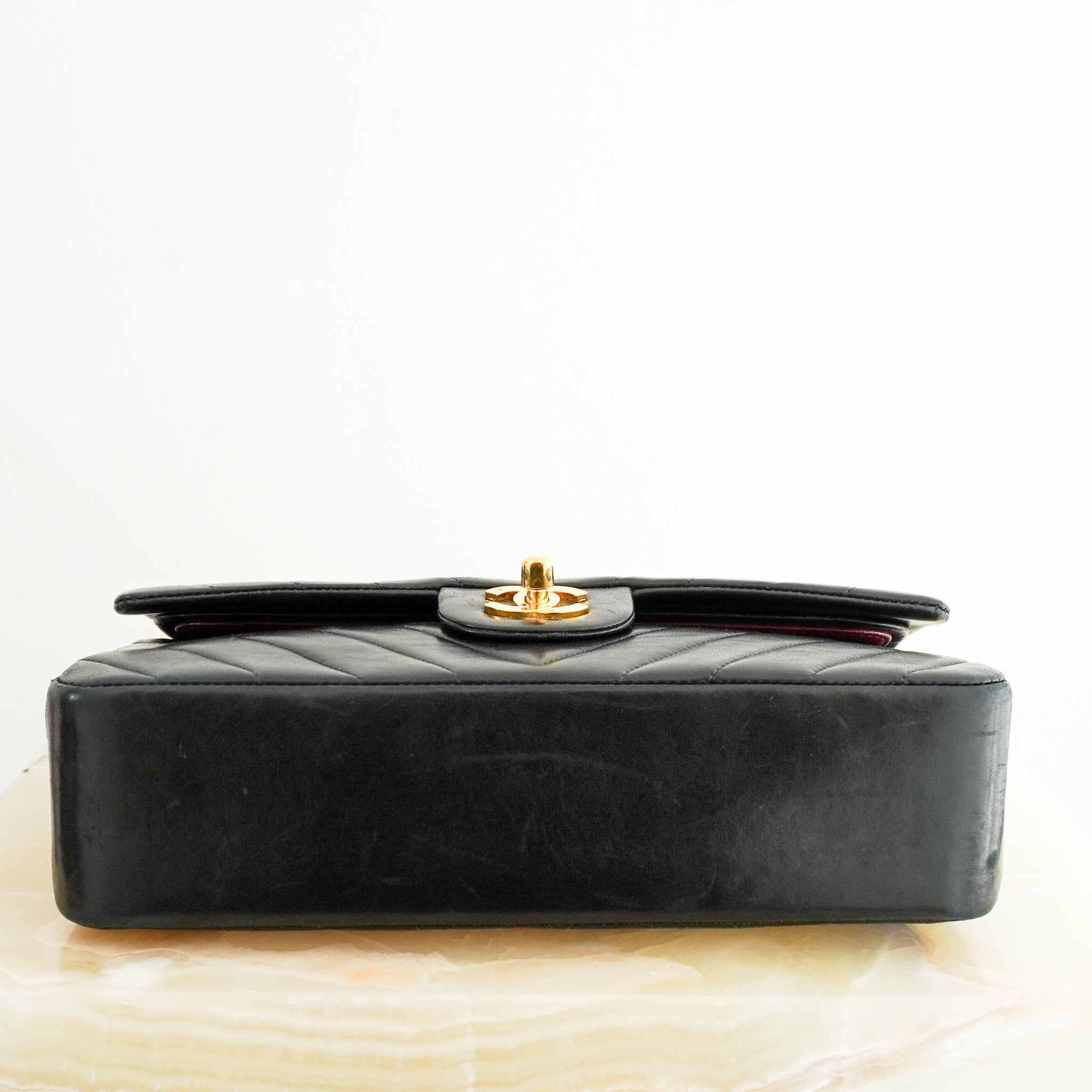 Chanel Classic Chevron Medium Double Flap Bag in Black Lambskin & Gold Hardware | Authentic Preloved - Reloved Again