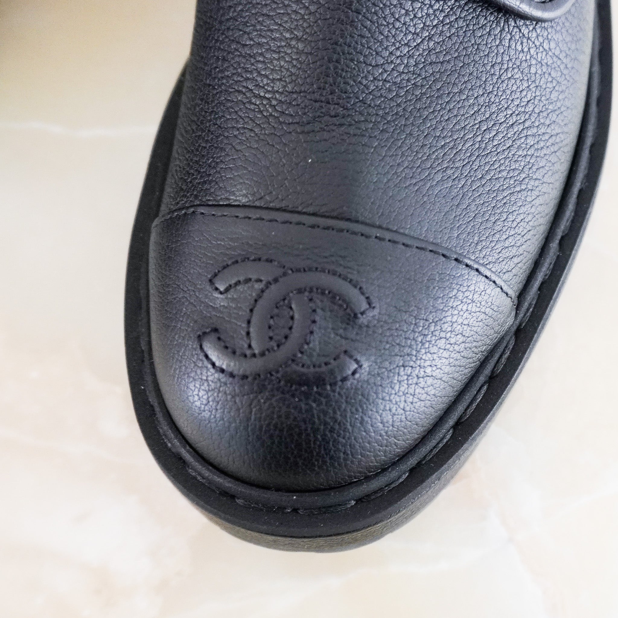 Chanel Black Leather CC Cap Boots RRP £1500 | Authentic Preloved