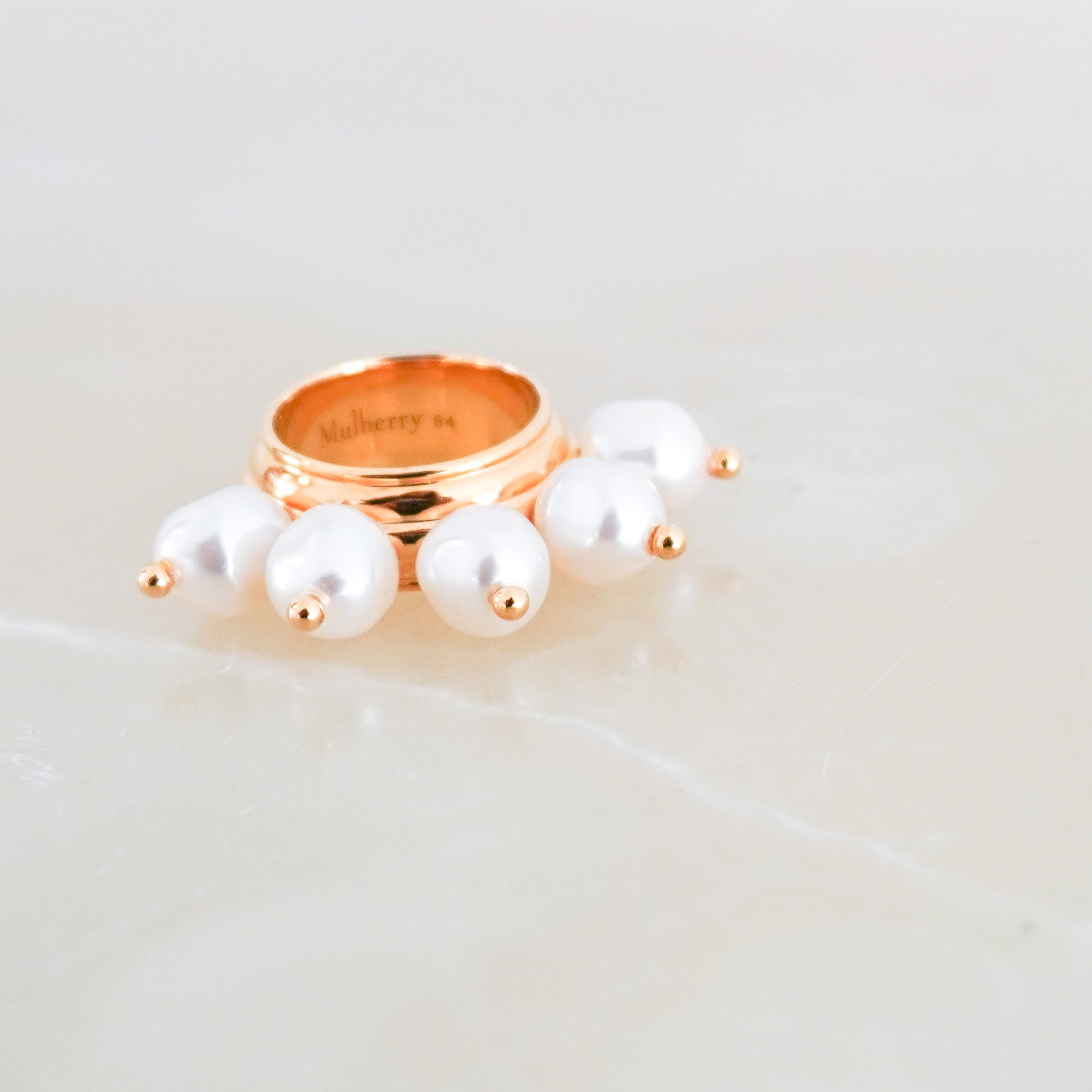 Mulberry Pearl Ring in Gold Plated Metal (RRP £150) | Authentic Preloved FINAL SALE