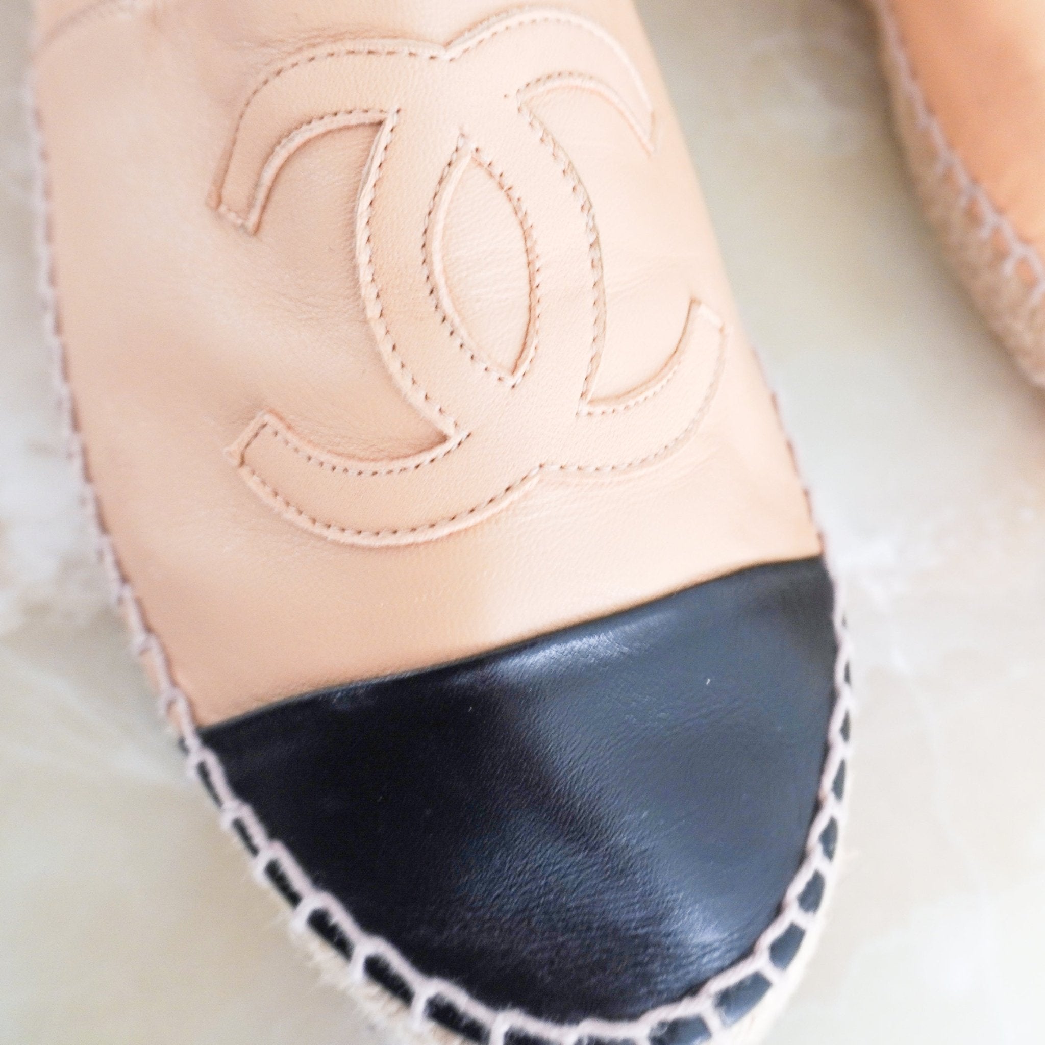 Chanel Nude Leather CC Espadrilles (RRP £750) | Authentic Preloved - Reloved Again