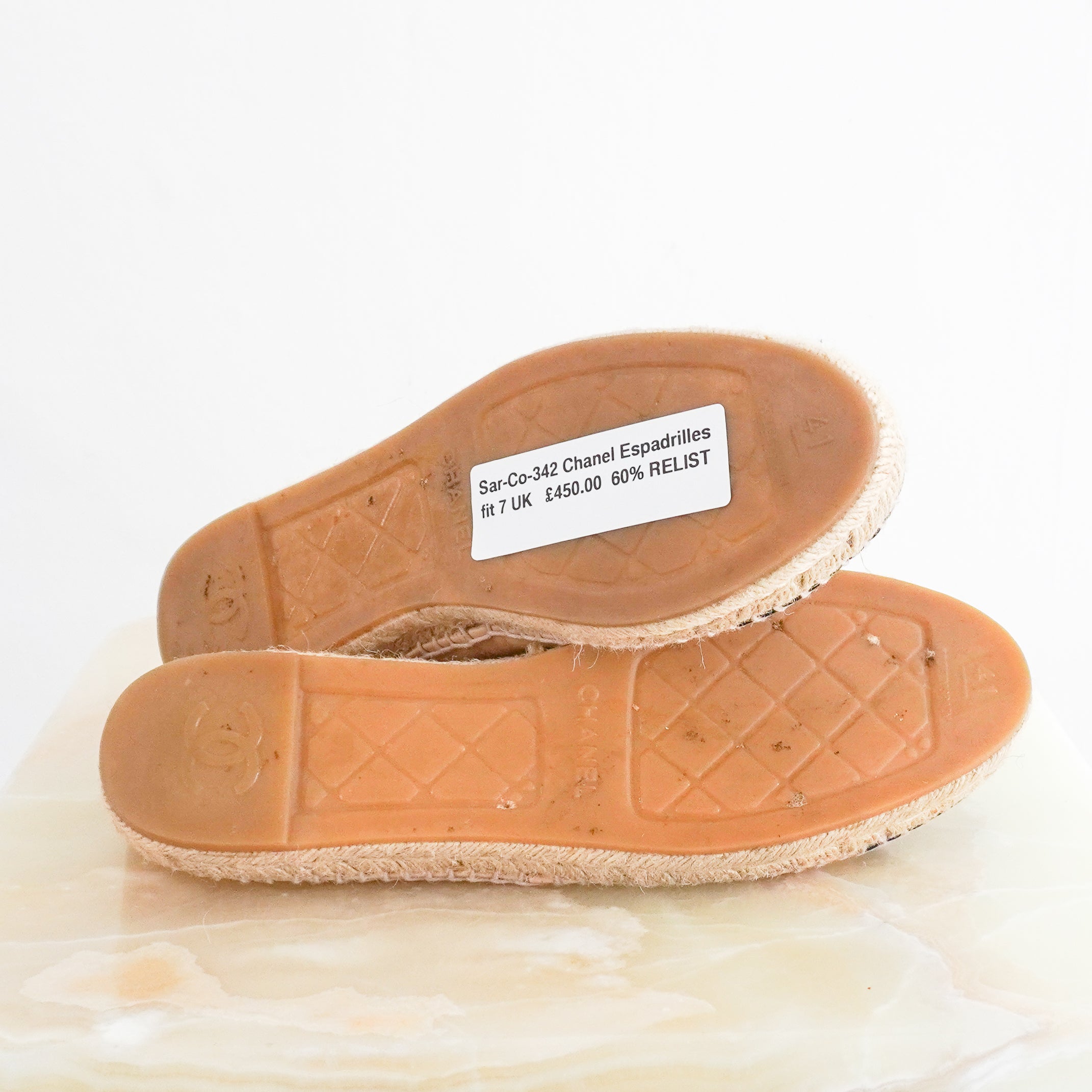 Chanel Nude Leather CC Espadrilles (RRP £750) | Authentic Preloved