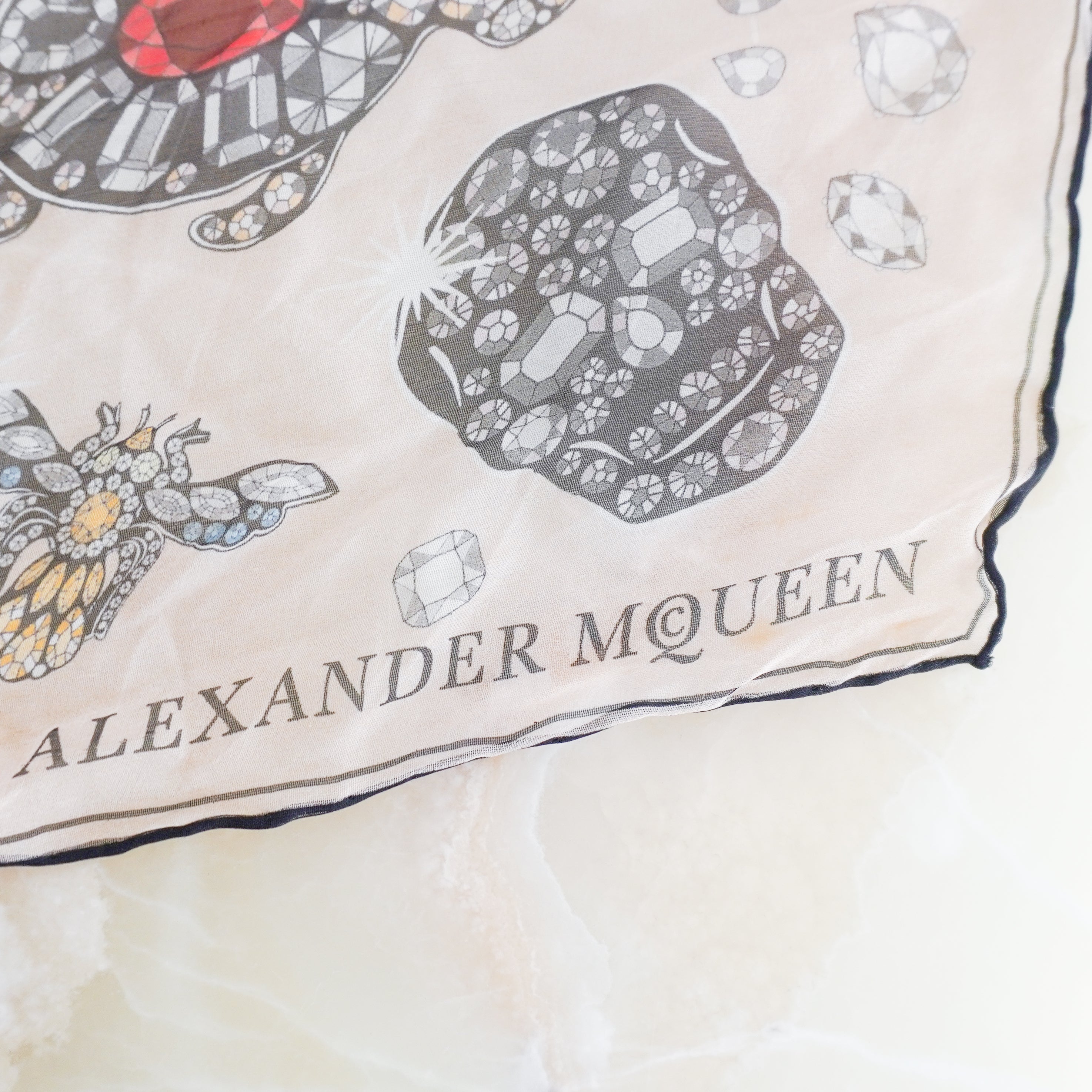 Alexander McQueen Pink Embellished Skull Scarf (RRP £280) | Authentic Preloved FINAL SALE