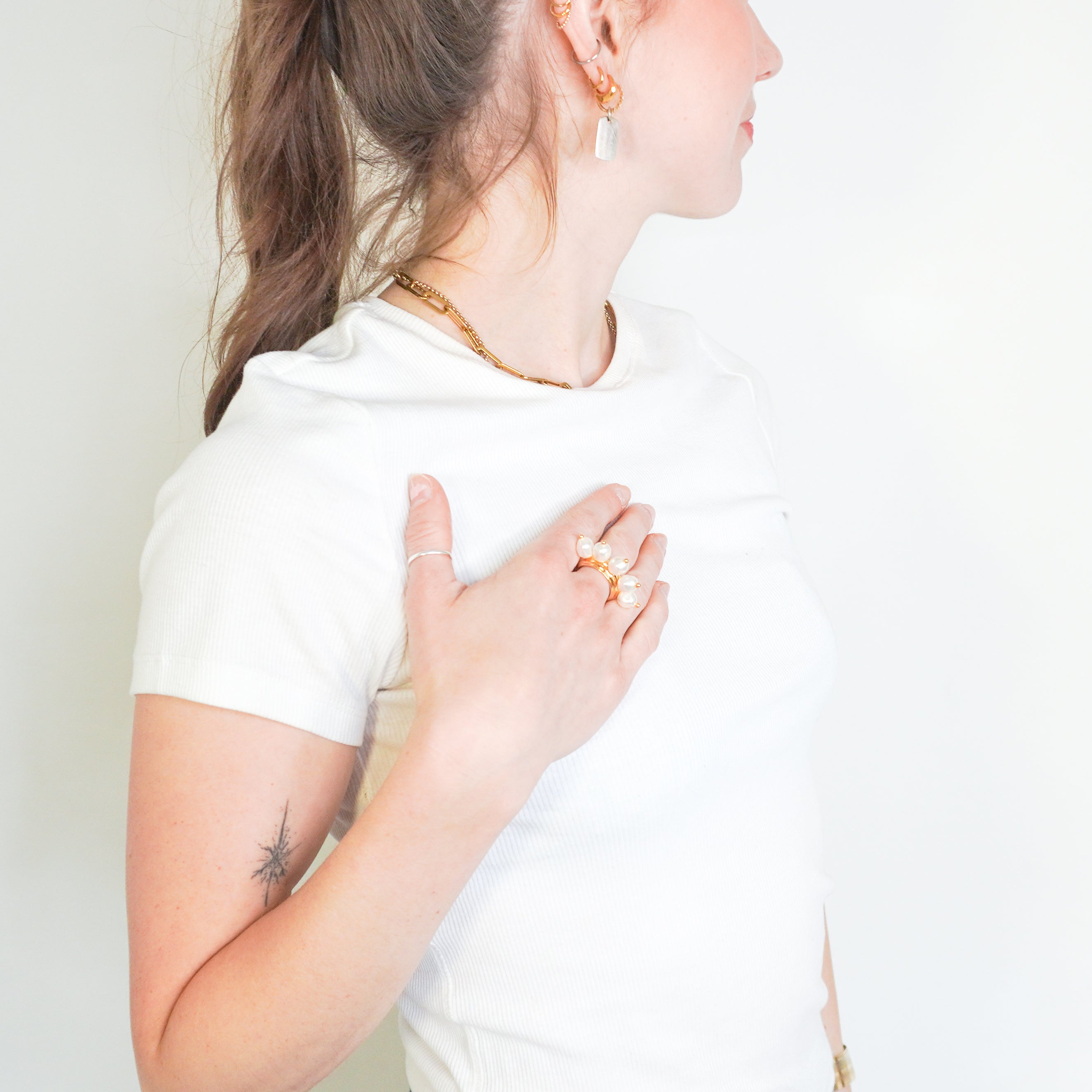 Mulberry Pearl Ring in Gold Plated Metal (RRP £150) | Authentic Preloved FINAL SALE