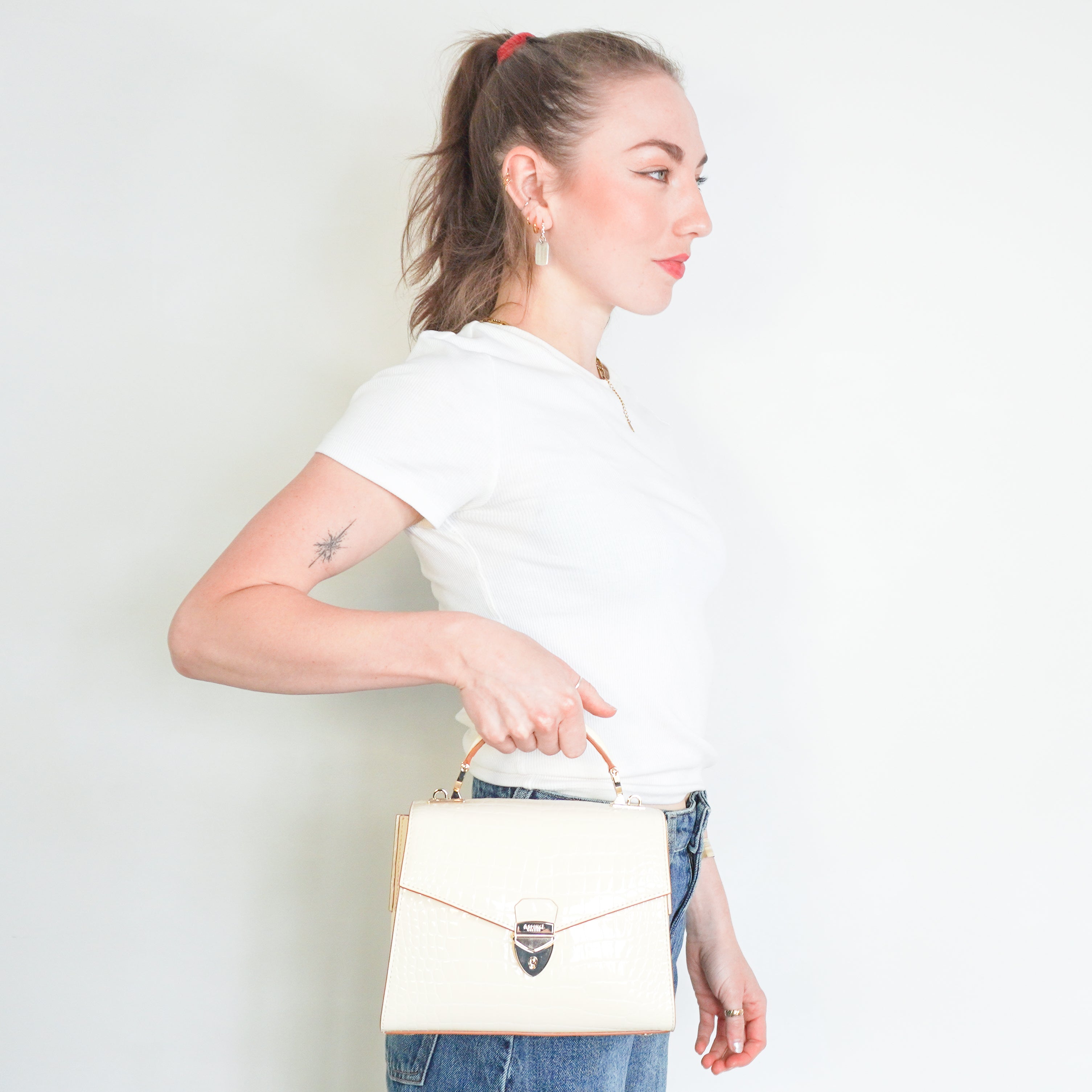 NEW Aspinal of London White Mayfair Croc Crossbody Bag (RRP £695) | Authentic Preloved