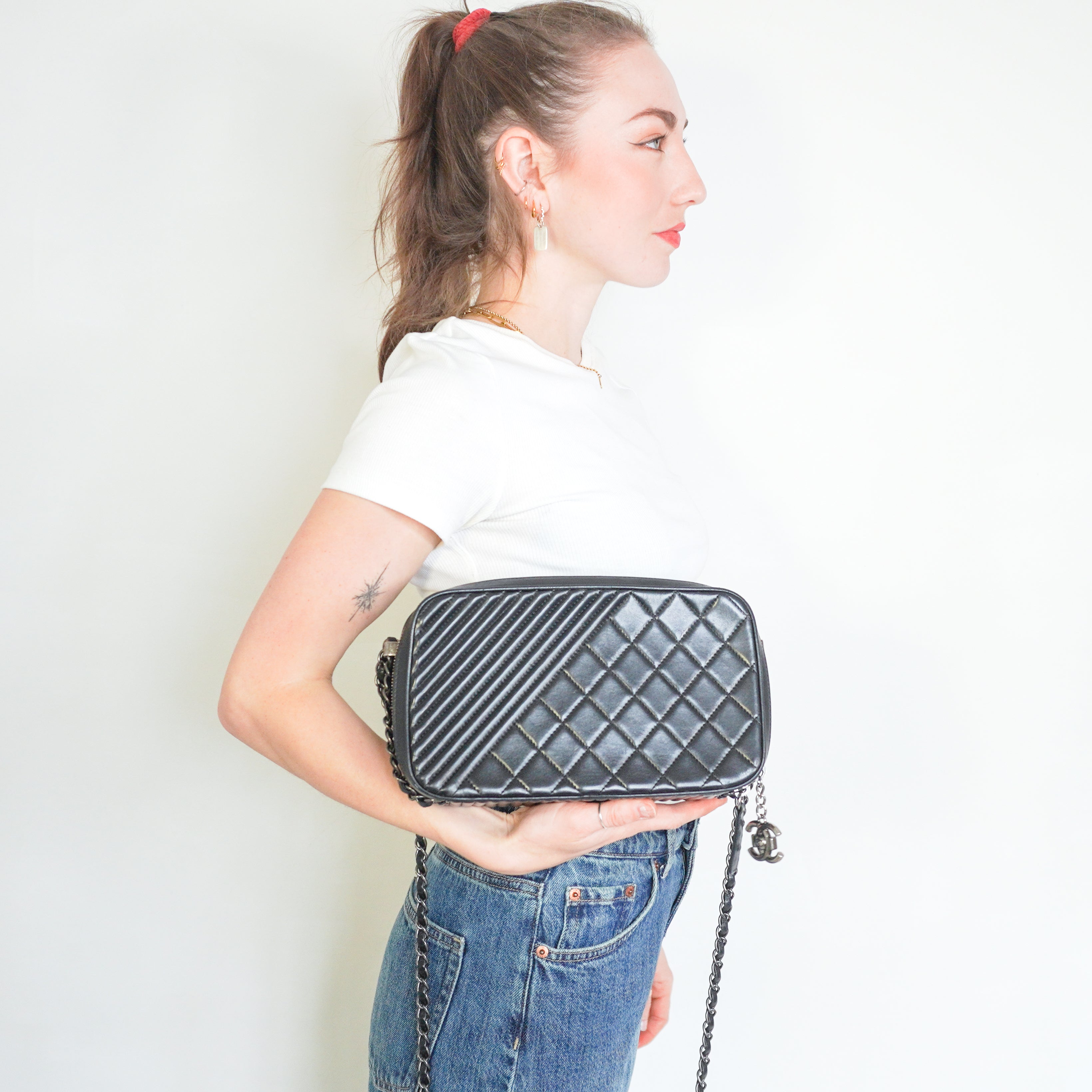 Chanel Cruise 2015 Small Camera Case Bag in Black Lambskin (RRP £2650) | Authentic Preloved