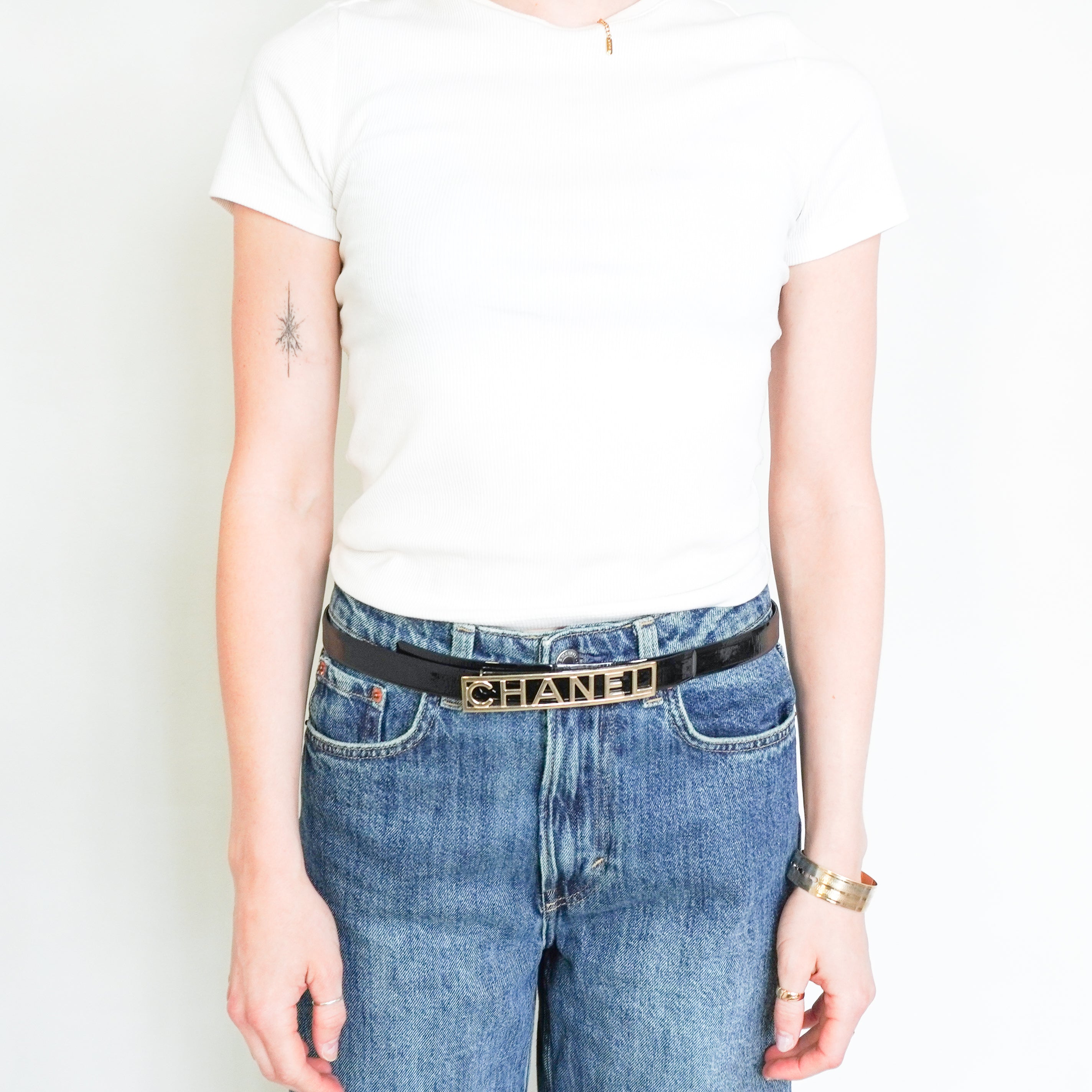 Chanel Black Patent Leather Logo Belt (RRP £860) | Authentic Preloved FINAL SALE