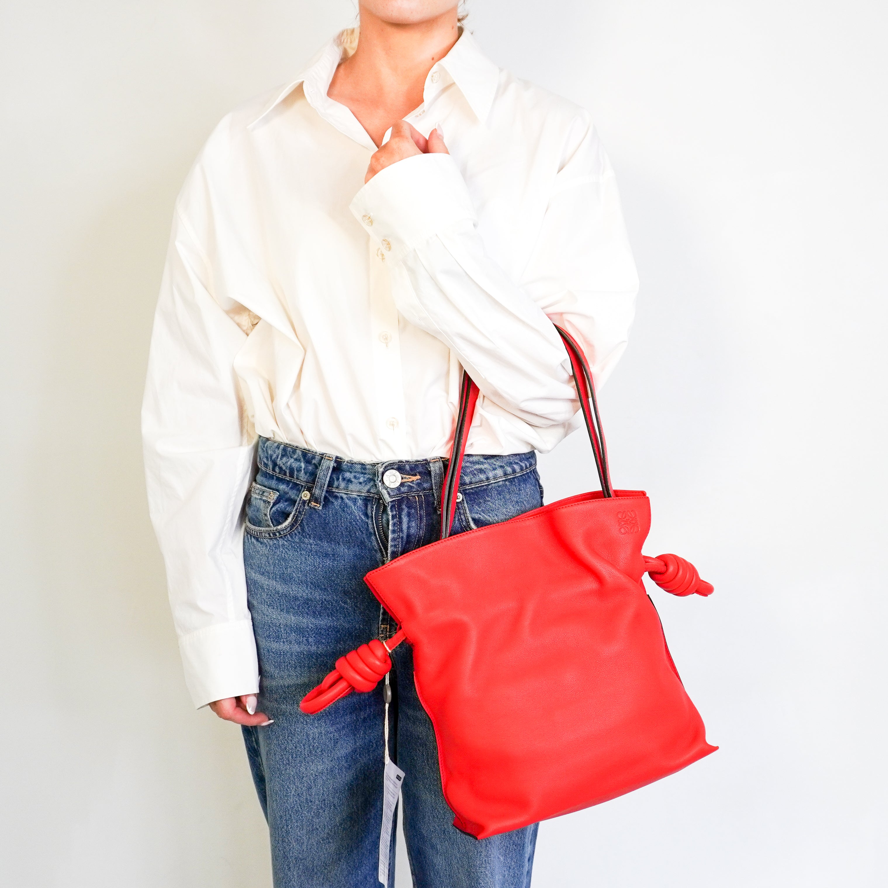 LOEWE Flamenco Knot Tote Bag in Primary Red (RRP £2900) | Authentic Preloved